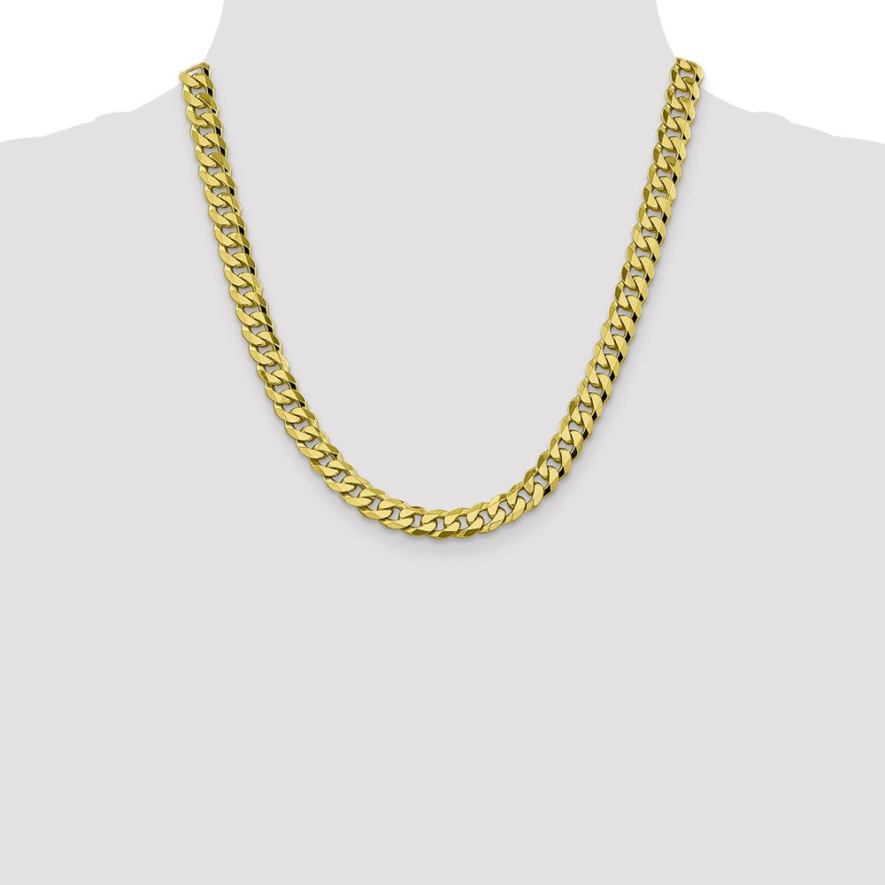 2 Inch 10K Yellow Gold 8.25mm Flat Beveled Curb Chain Necklace