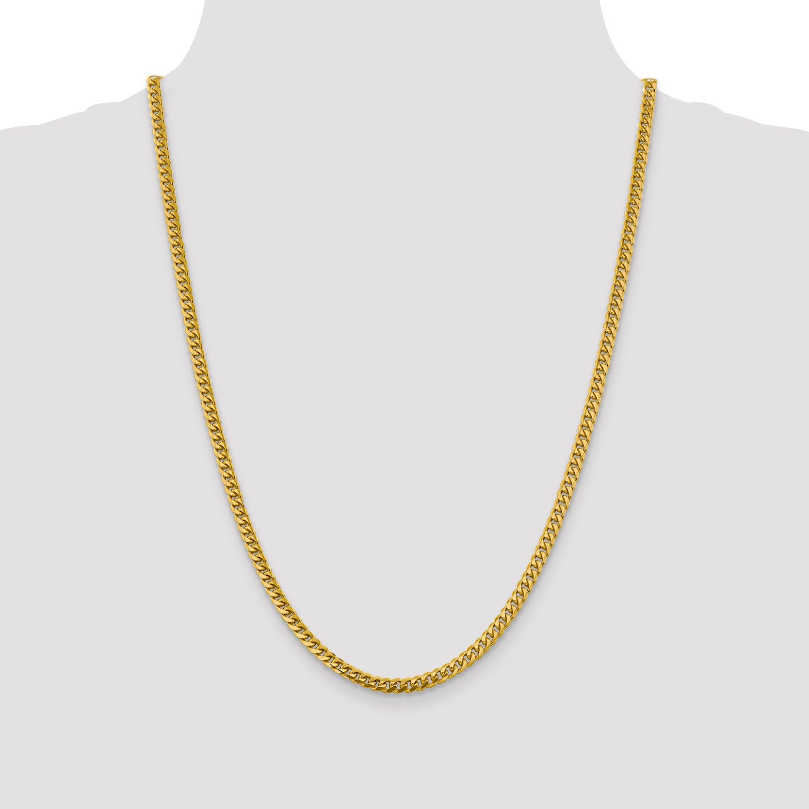 24 Inch 10K Yellow Gold 4.25mm Solid Miami Cuban Chain Necklace