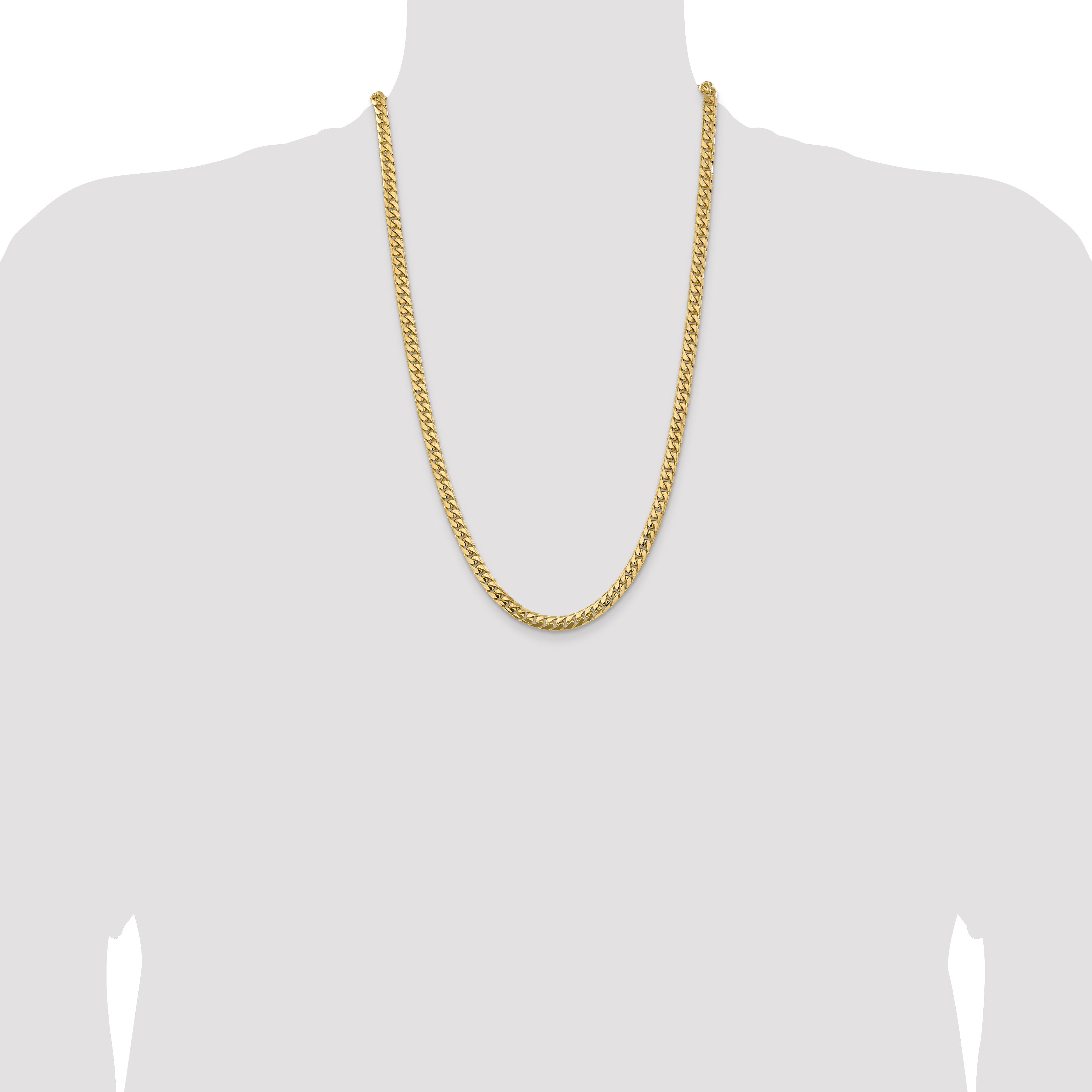 26 Inch 10K Yellow Gold 5.5mm Solid Miami Cuban Chain Necklace