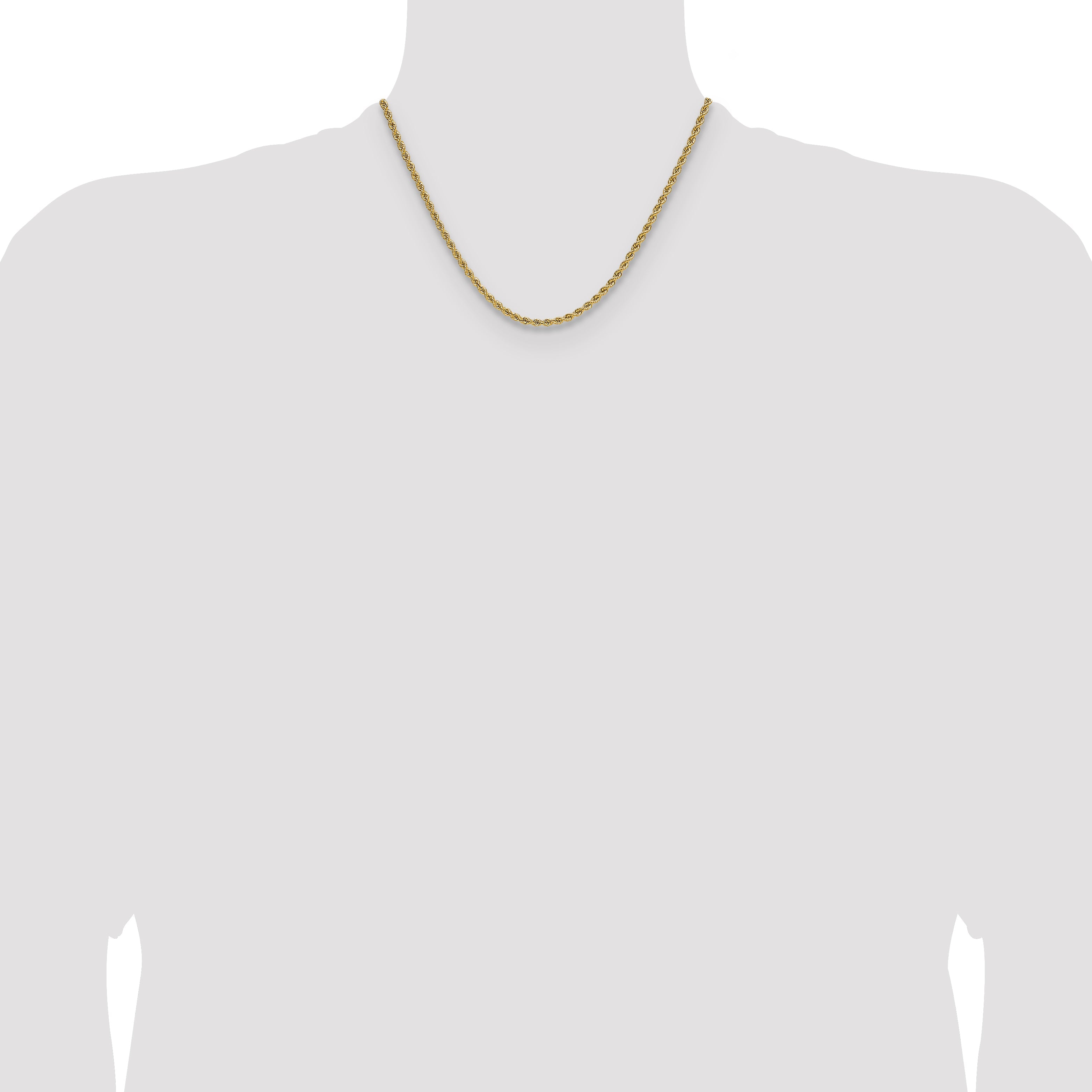 18 Inch 10K Yellow Gold 2.75mm Solid Regular Rope Chain Necklace
