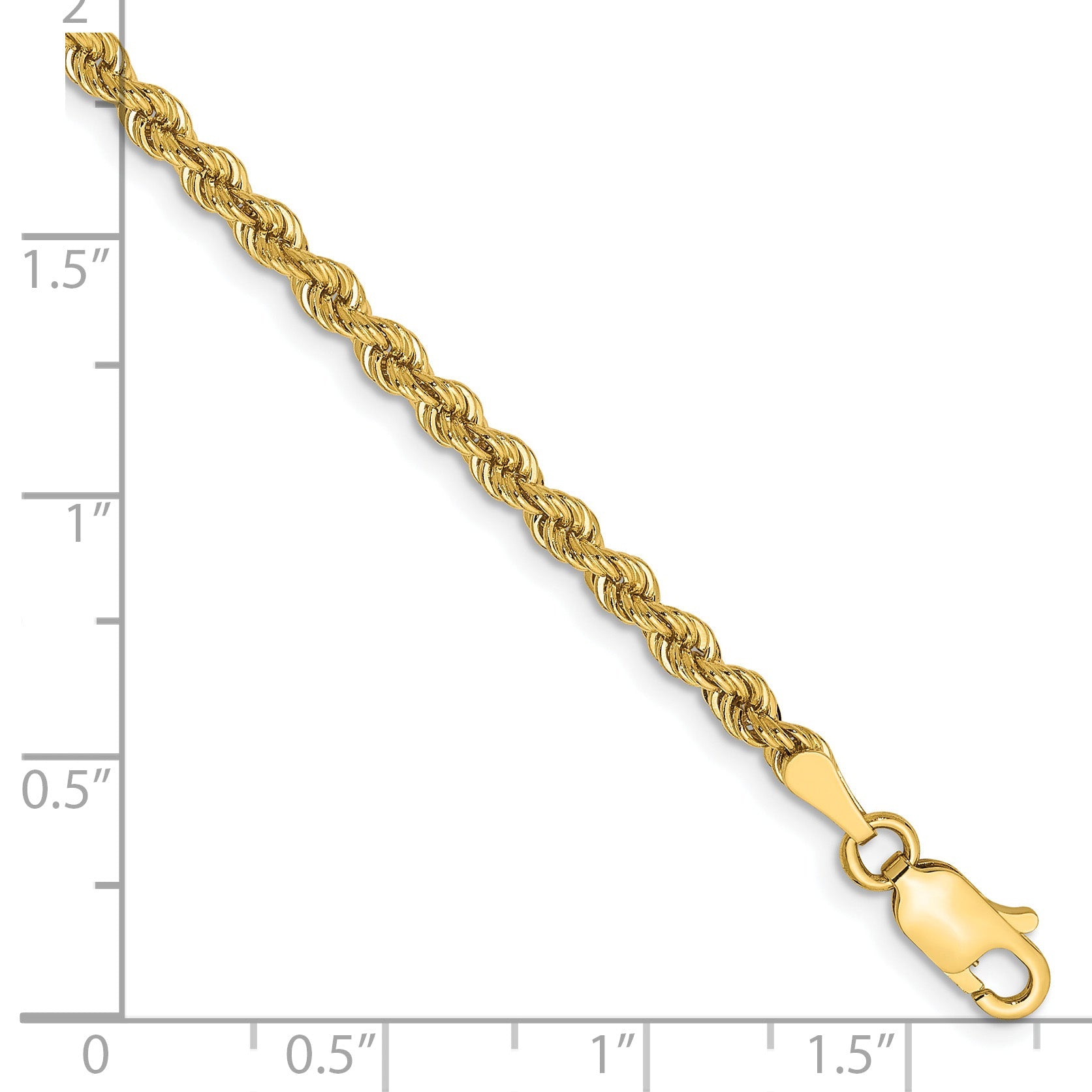 7 Inch 10K Yellow Gold 2.75mm Solid Regular Rope Chain Bracelet