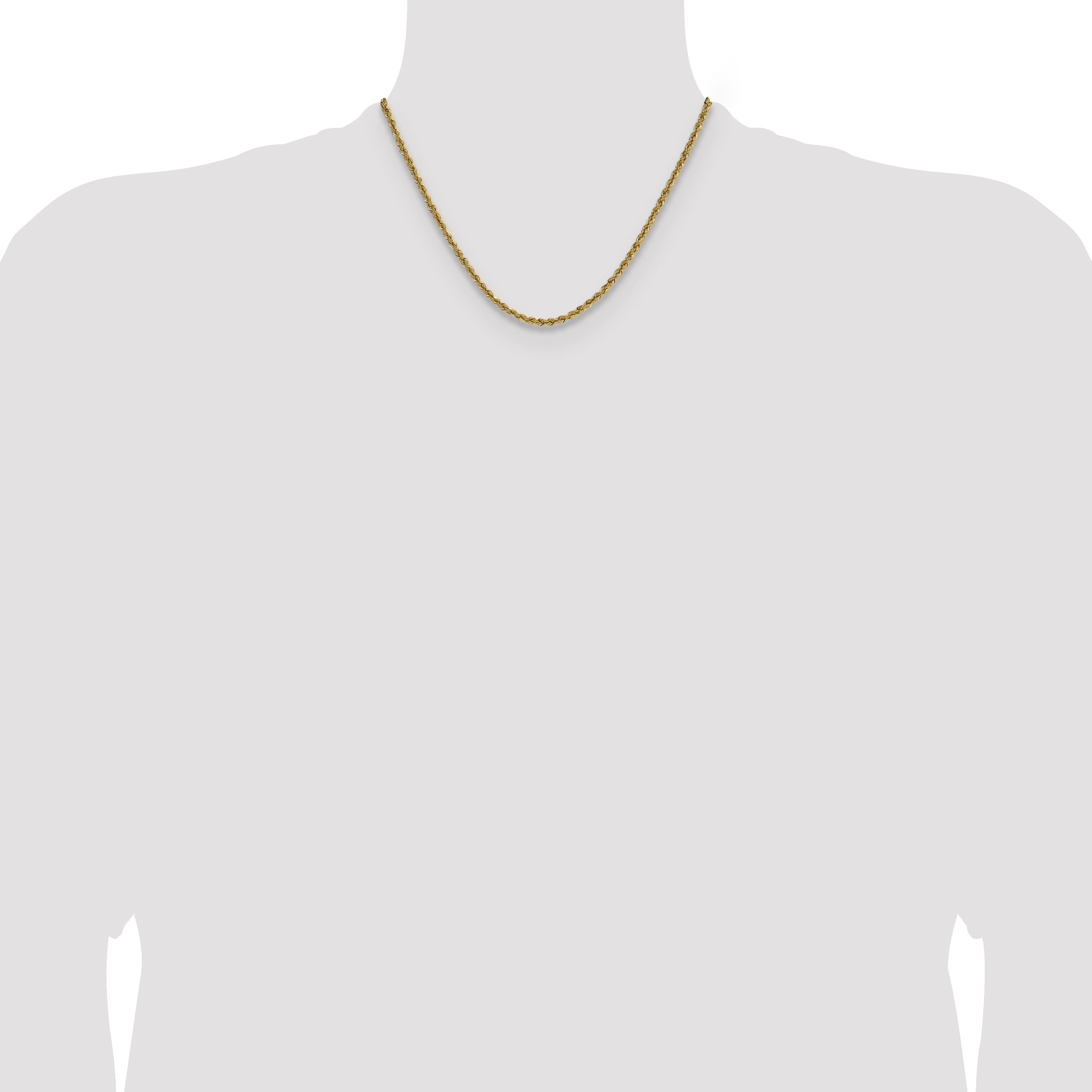 18 Inch 10K Yellow Gold 3mm Solid Regular Rope Chain Necklace