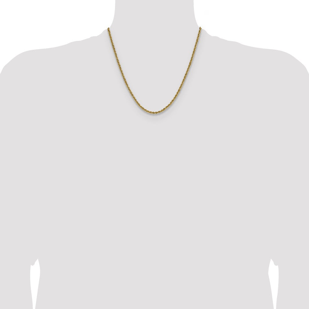 2 Inch 10K Yellow Gold 3mm Solid Regular Rope Chain Necklace