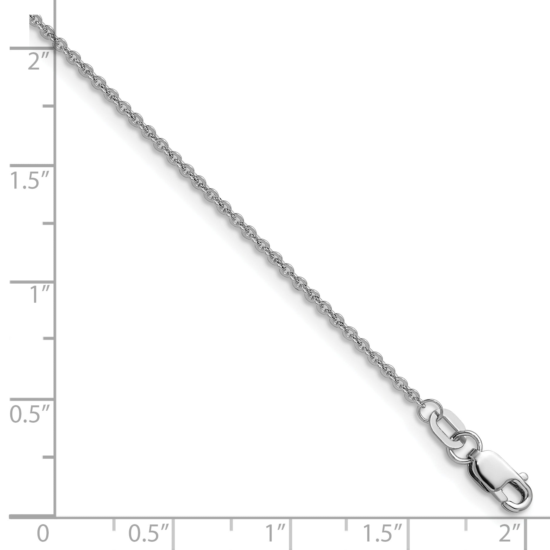 18 Inch 10K White Gold 1.4mm Flat Cable Chain Necklace