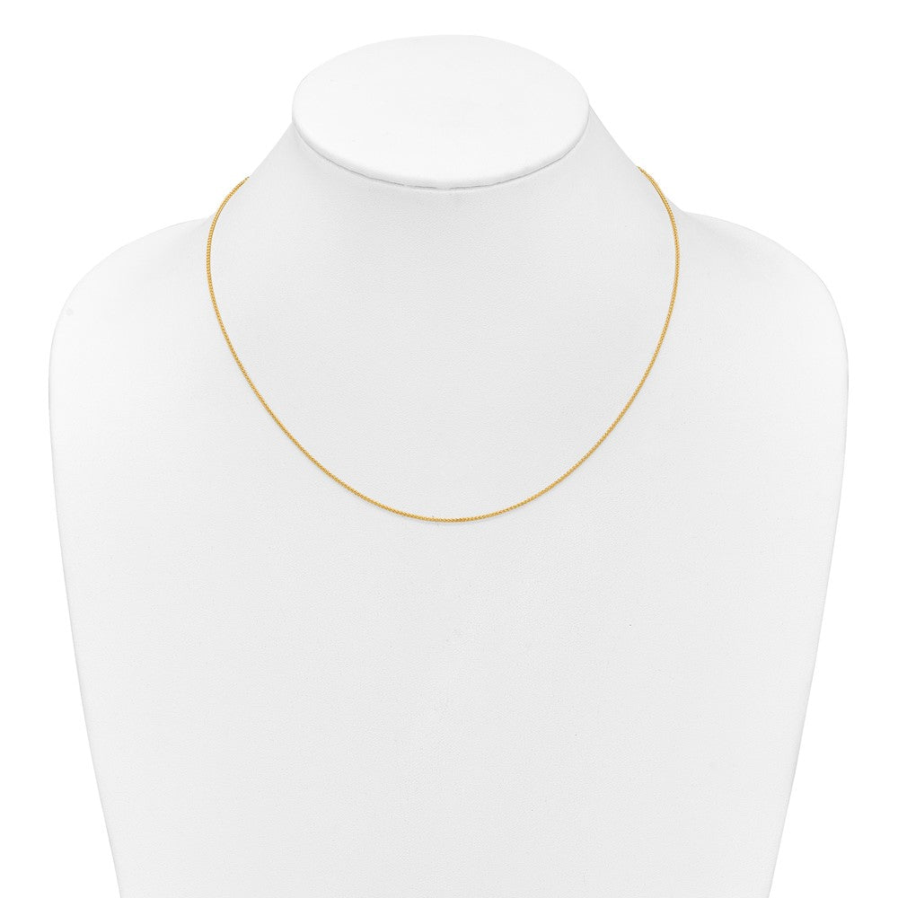 18 Inch 10K Yellow Gold 1mm Baby Spiga 1In+1In Adjustable Chain Necklace