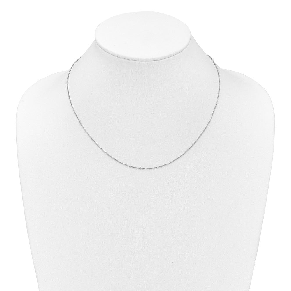 18 Inch 10K White Gold 1mm Spiga 1In+1In Adjustable Chain Necklace