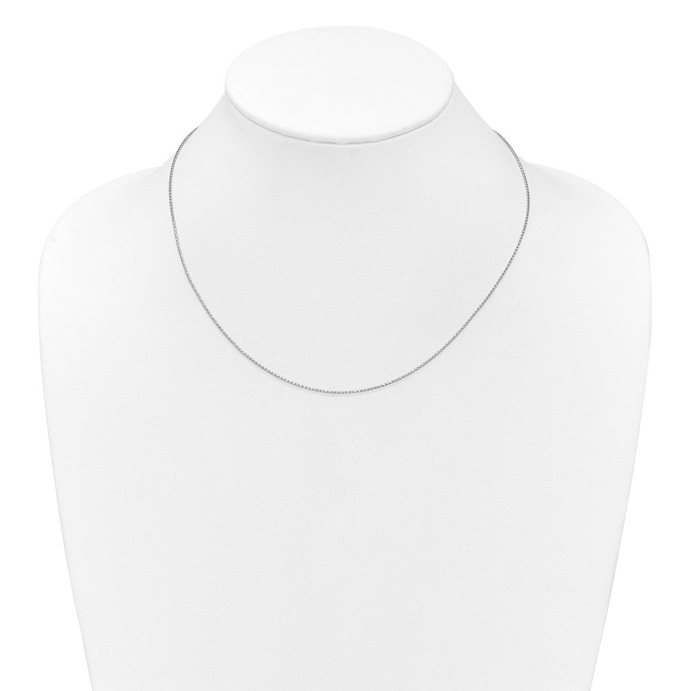 18 Inch 10K White Gold 1mm D/C Open Franco 1In+1In Adjustable Chain Necklace