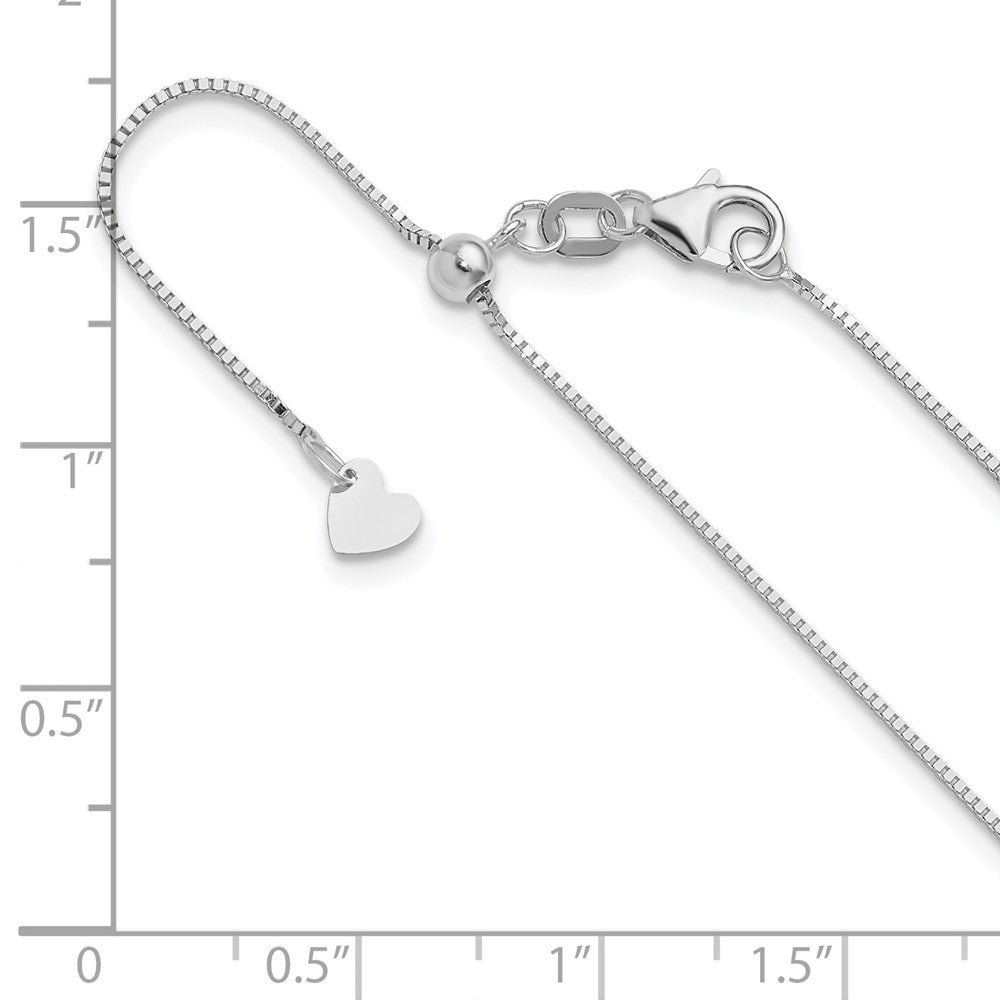 22 Inch 10K White Gold Adjustable .7mm Box Chain Necklace