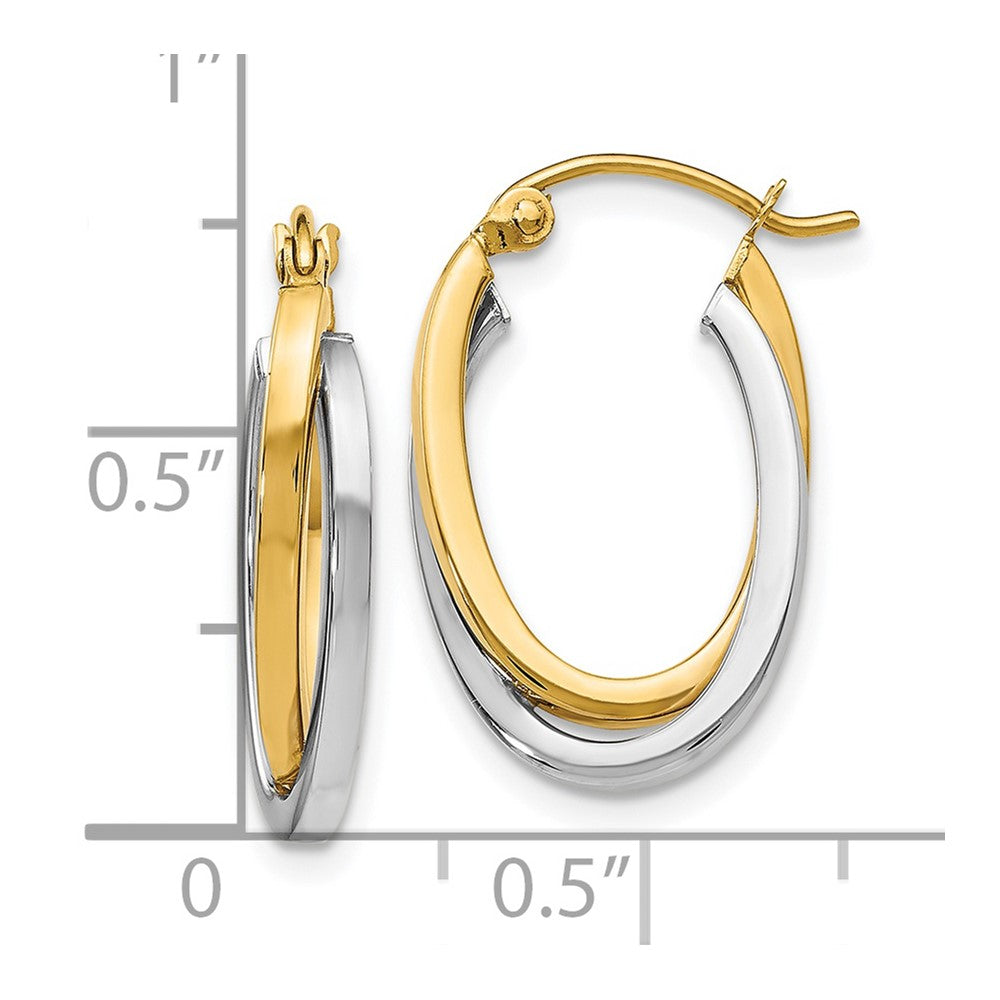 14K Two-Tone Polished Oval Hoop Earrings