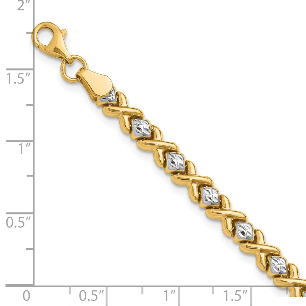 10K Yellow Rhodium With Polished And D/C Bracelet