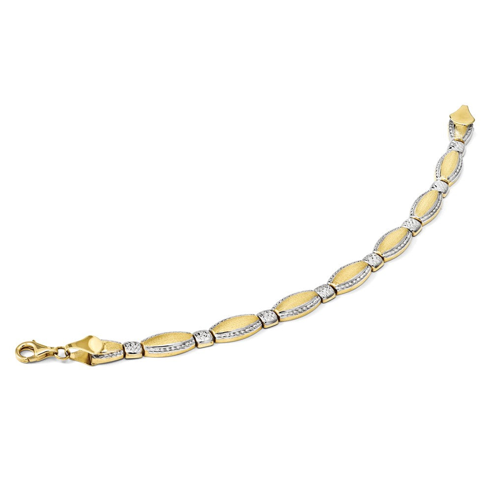 7 Inch 10K W/Rhodium D/C Bracelet