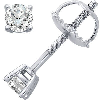 Platinum Four-Prong Diamond Stud Earrings