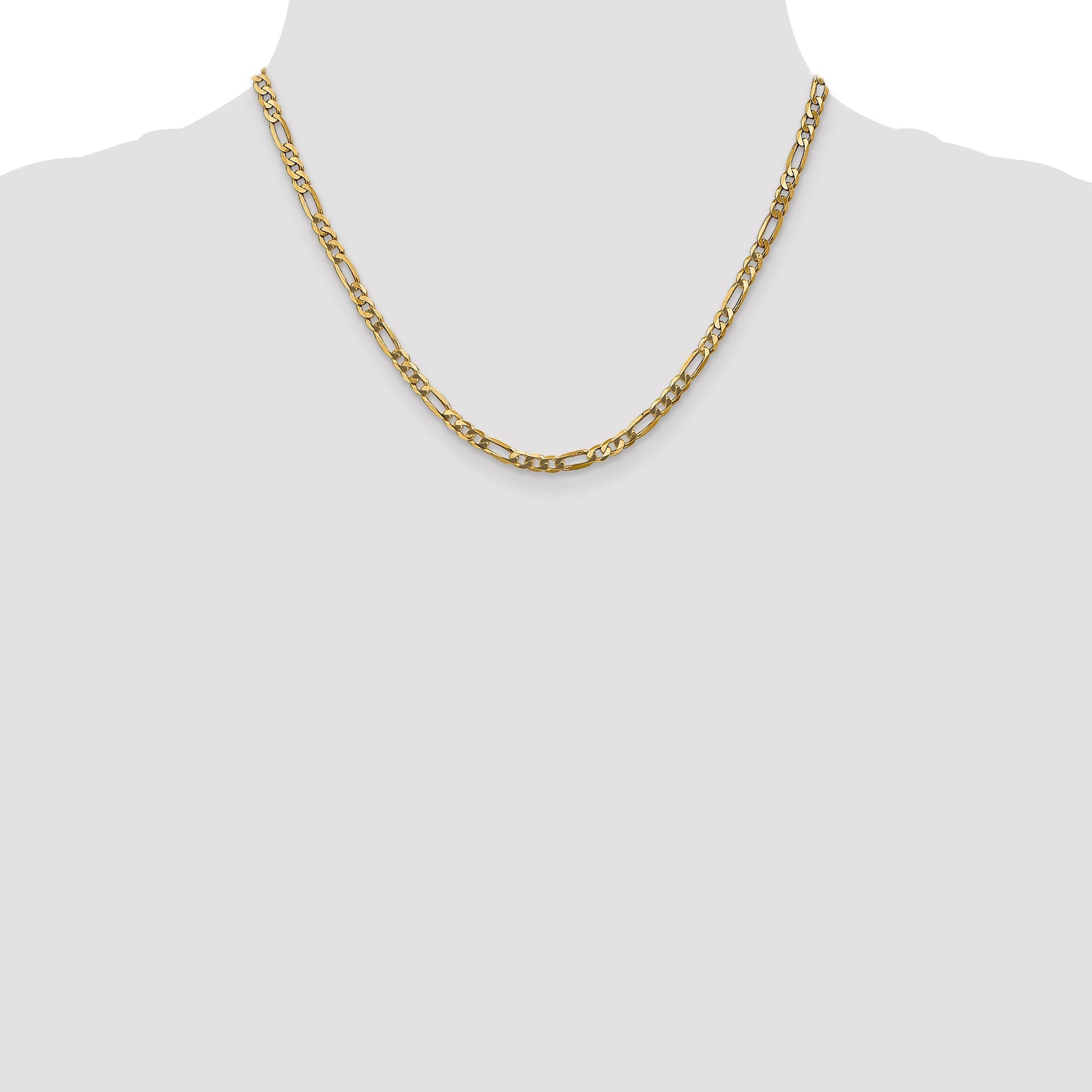 18 Inch 14K Yellow Gold 4mm Flat Figaro Chain Necklace
