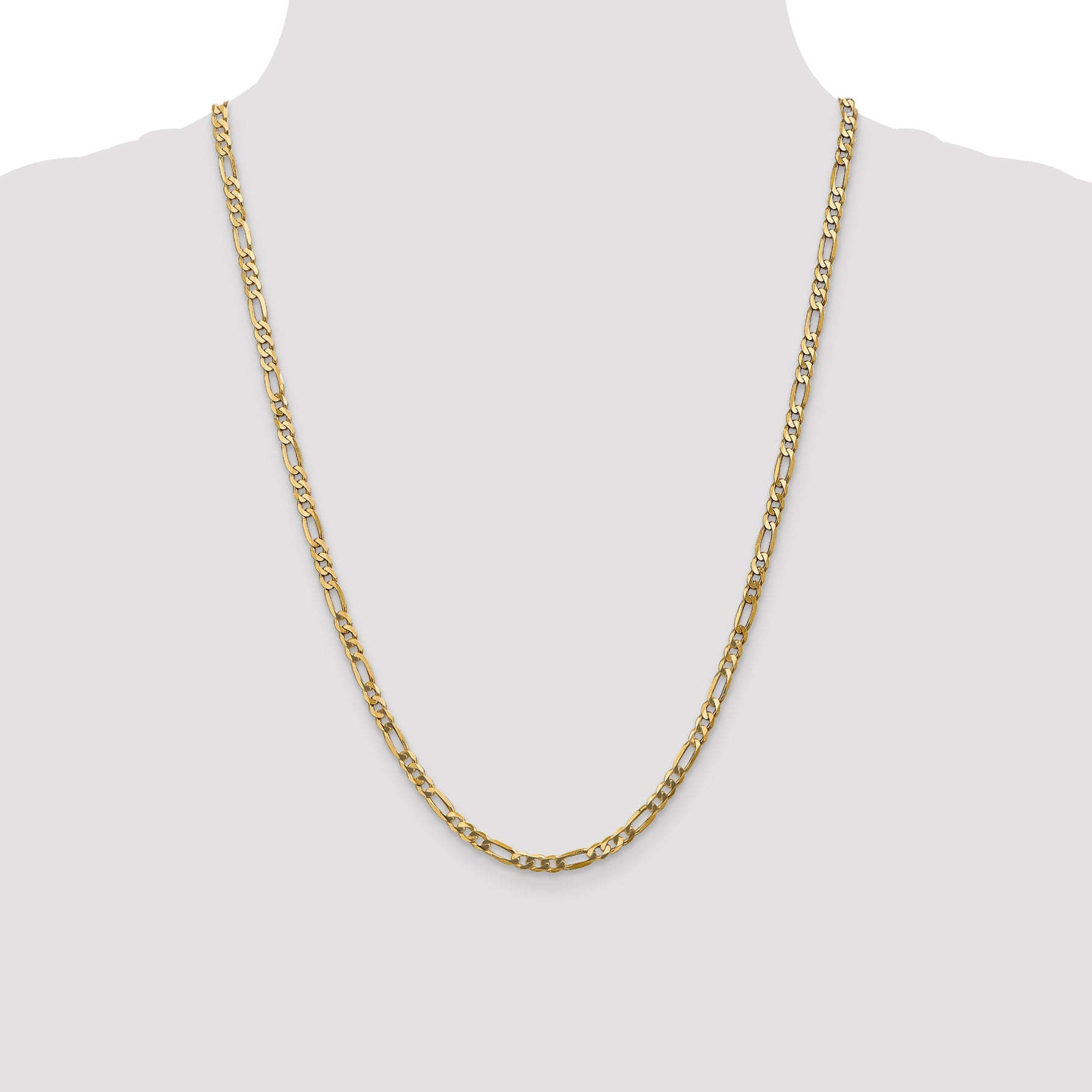 24 Inch 14K 4mm Flat Figaro Chain Necklace