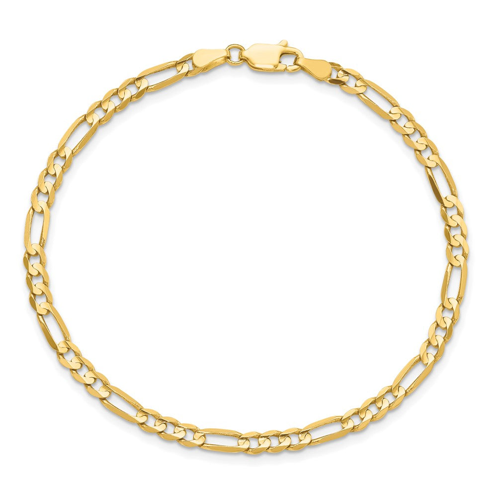 7 Inch 14K Yellow Gold 4mm Flat Figaro Chain Bracelet