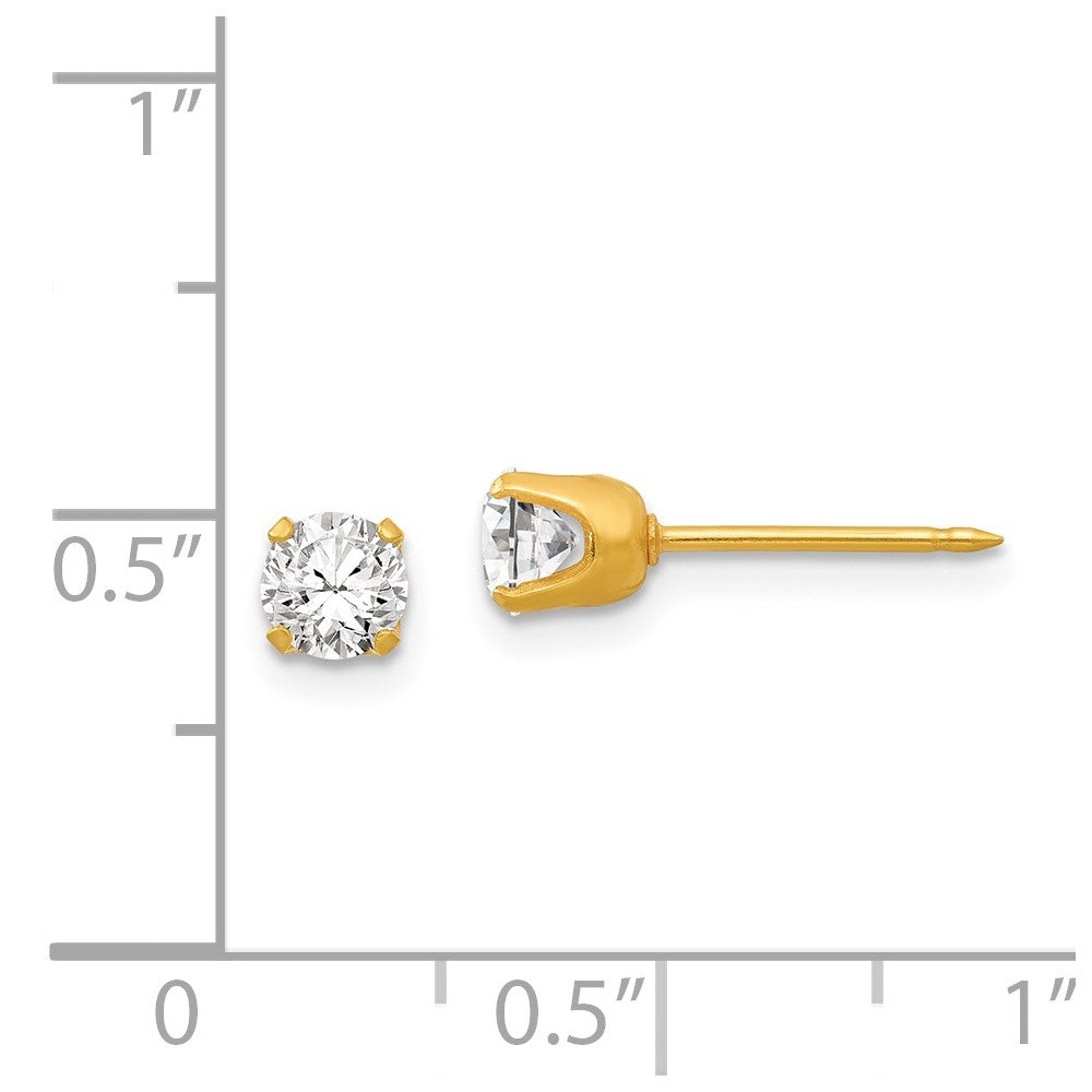 14K Yellow Gold Inverness 4.25mm Cz Post Earrings