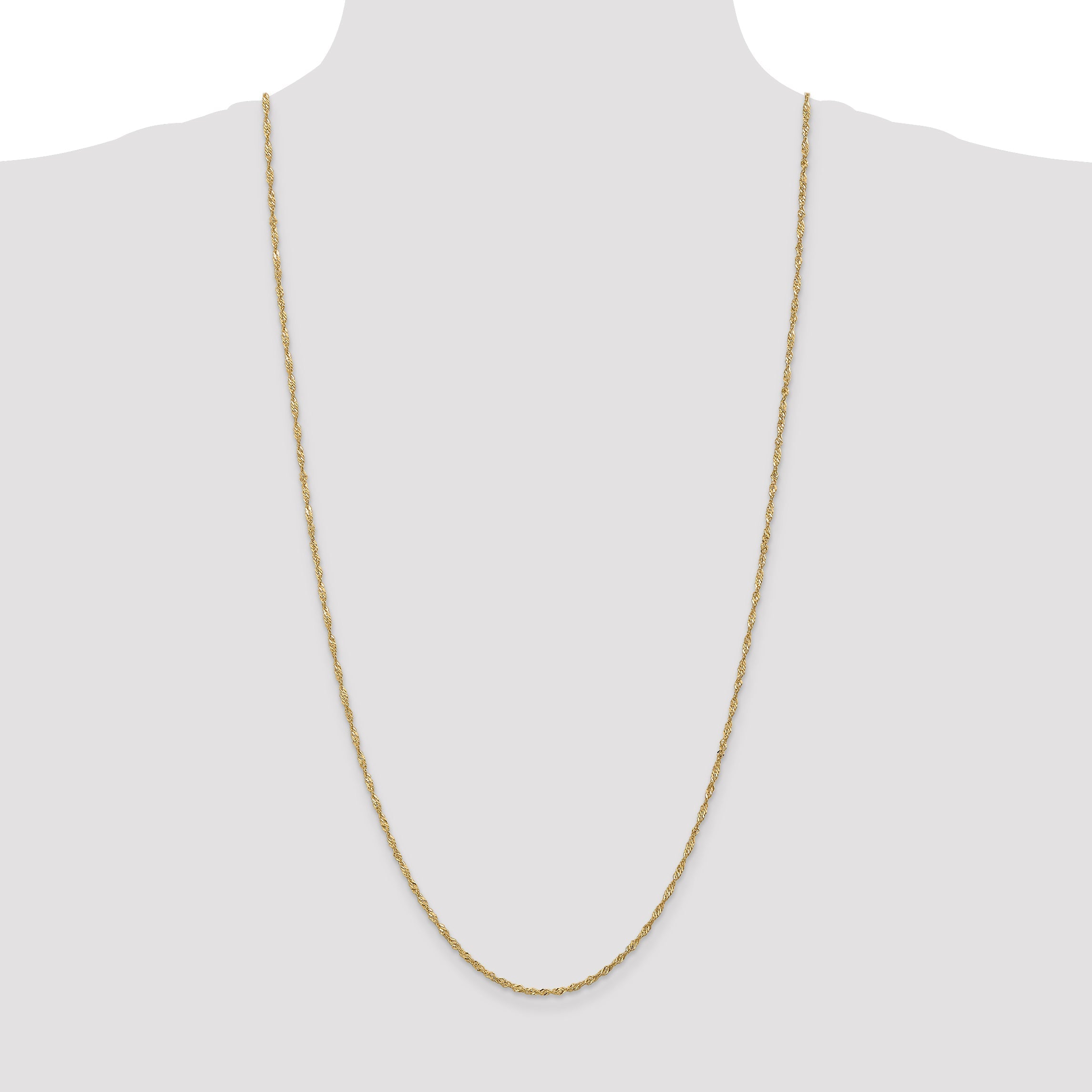 3 Inch 14K Yellow Gold 1.6mm Singapore Chain Necklace