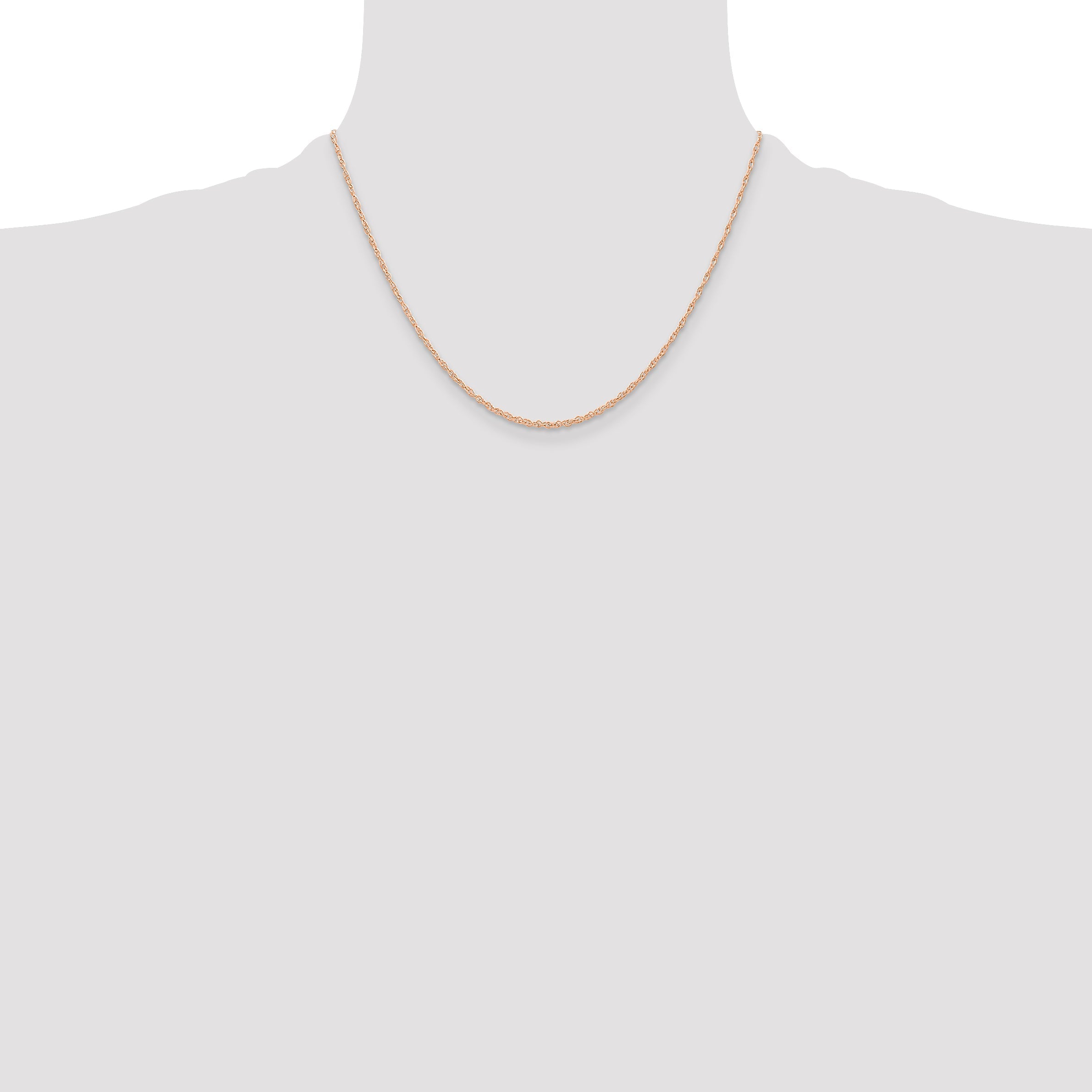 14K Rose Gold 18 Inch Carded .6mm Cable Rope With Spring Ring Clasp Chain Necklace