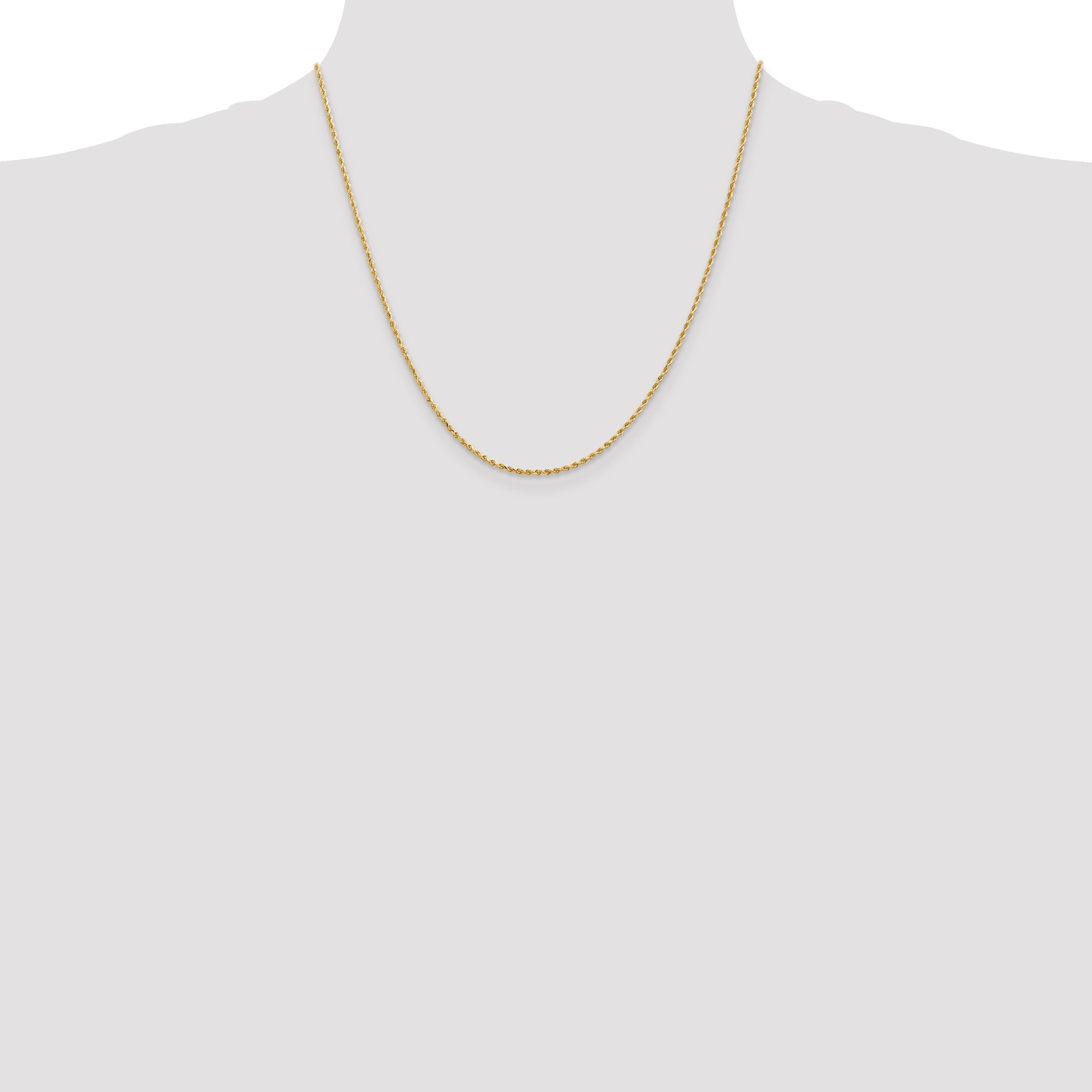 20 Inch 14K 1.5mm Diamond-Cut Rope Chain Necklace