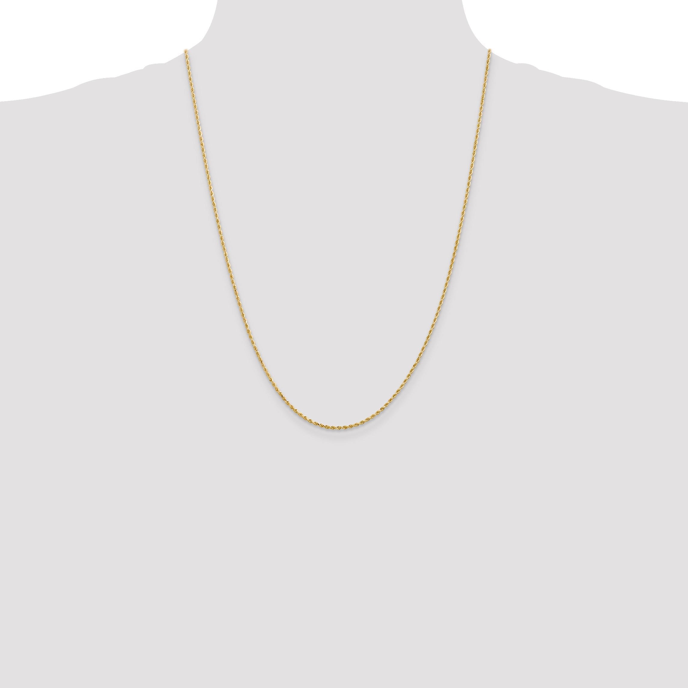 24 Inch 14K Yellow Gold 1.5mm Diamond Cut Rope Chain Necklace