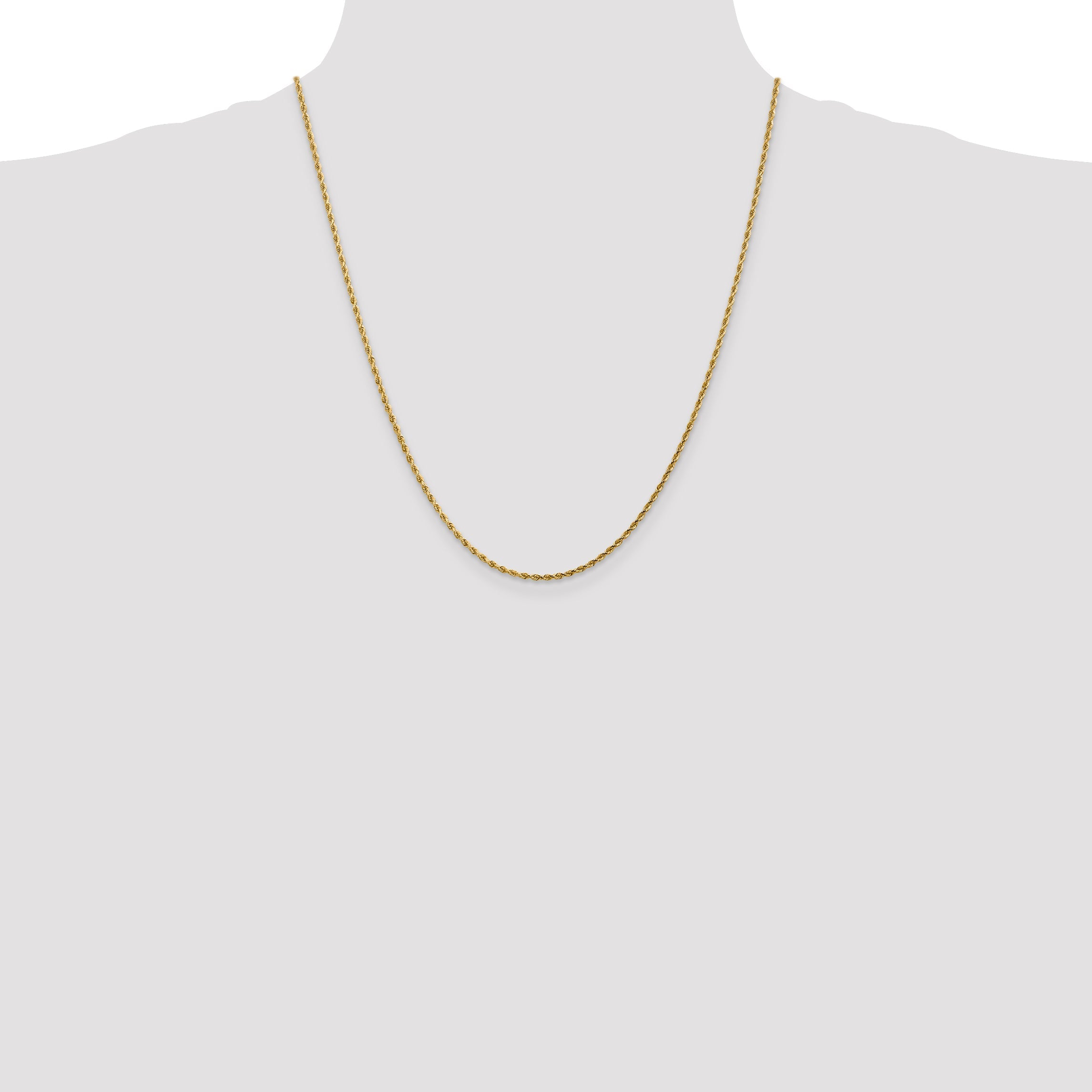 22 Inch 14K Yellow Gold 1.75mm Diamond Cut Rope Chain Necklace