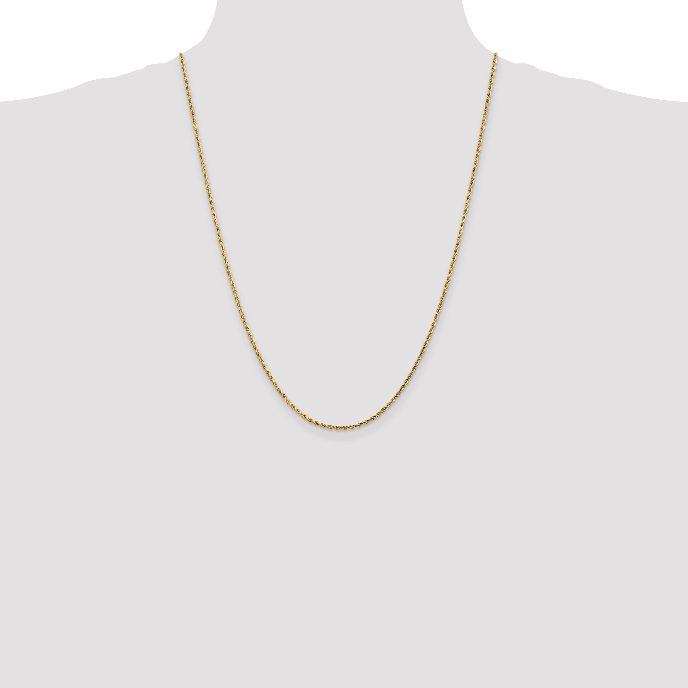 24 Inch 14K 1.75mm Diamond-Cut Rope Chain Necklace