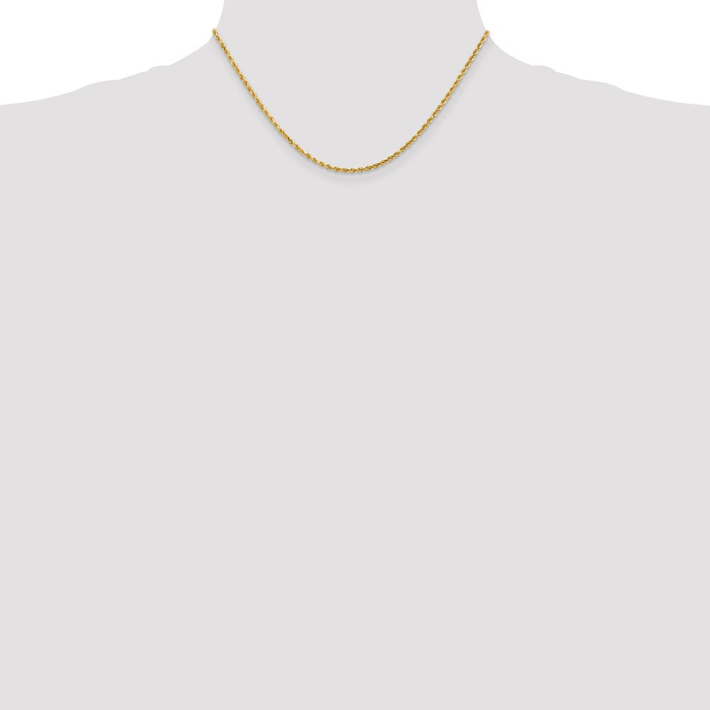 16 Inch 14K Yellow Gold 2mm Diamond Cut Rope Chain Necklace