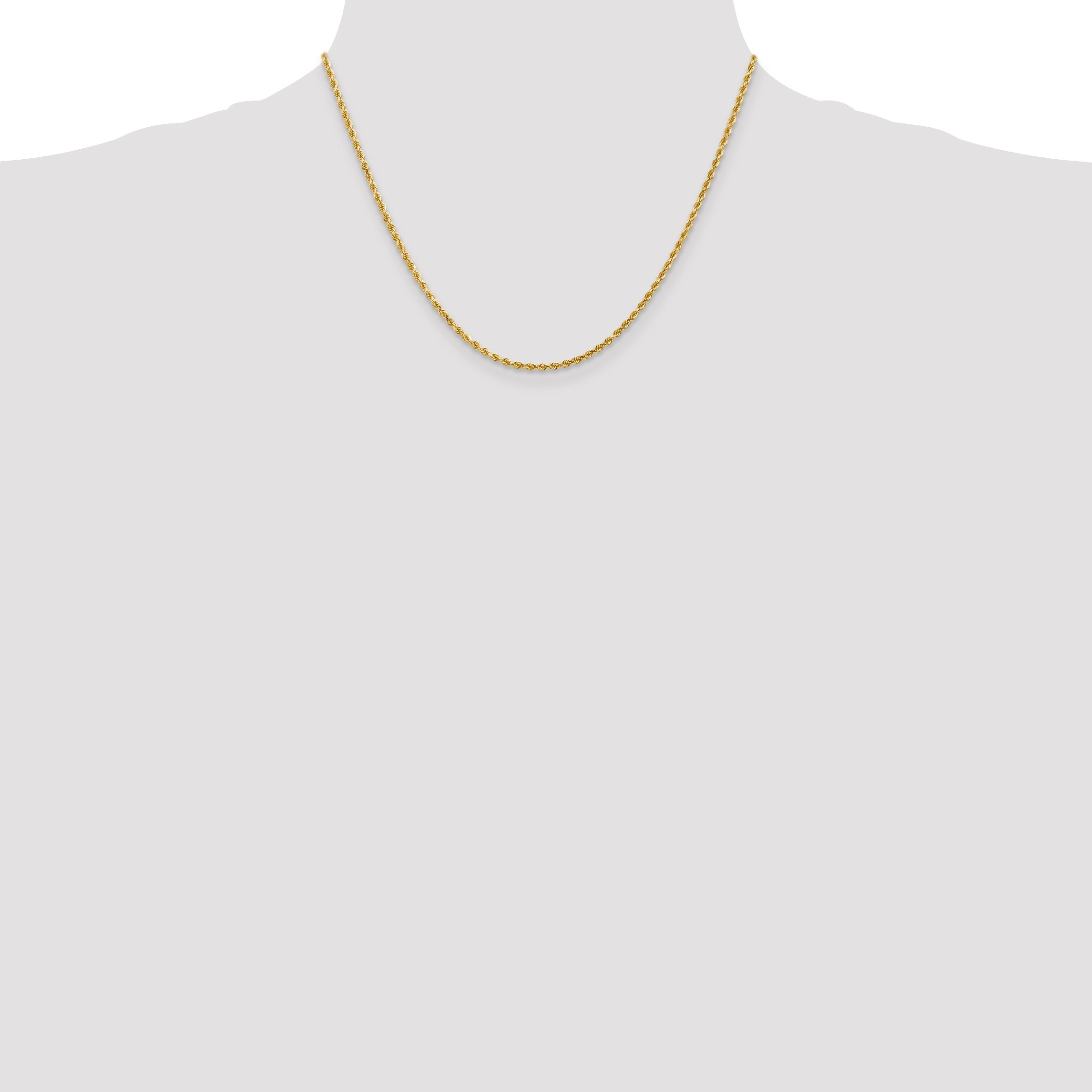18 Inch 14K 2mm Diamond-Cut Rope Chain Necklace