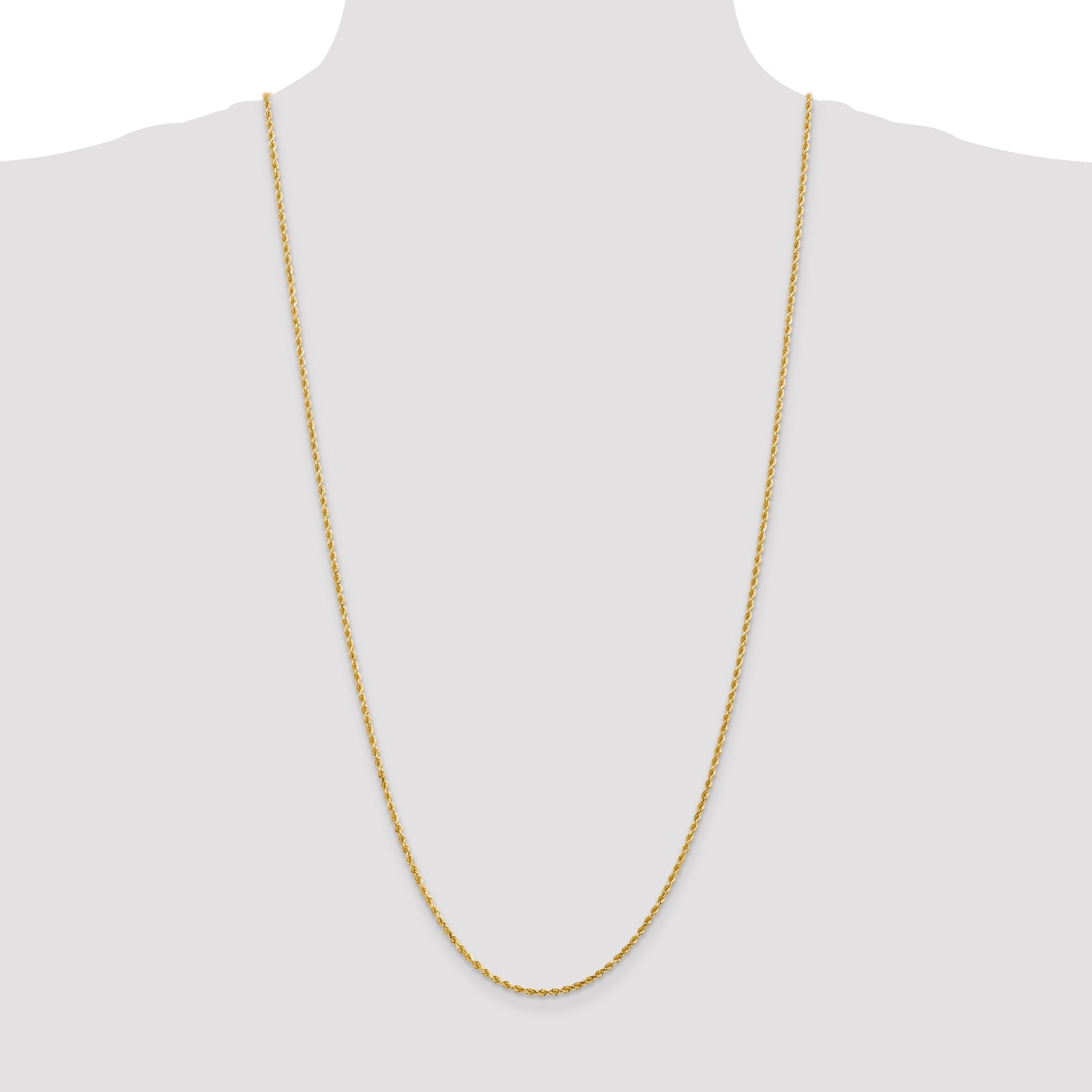 3 Inch 14K Yellow Gold 2mm Diamond Cut Rope Chain Necklace