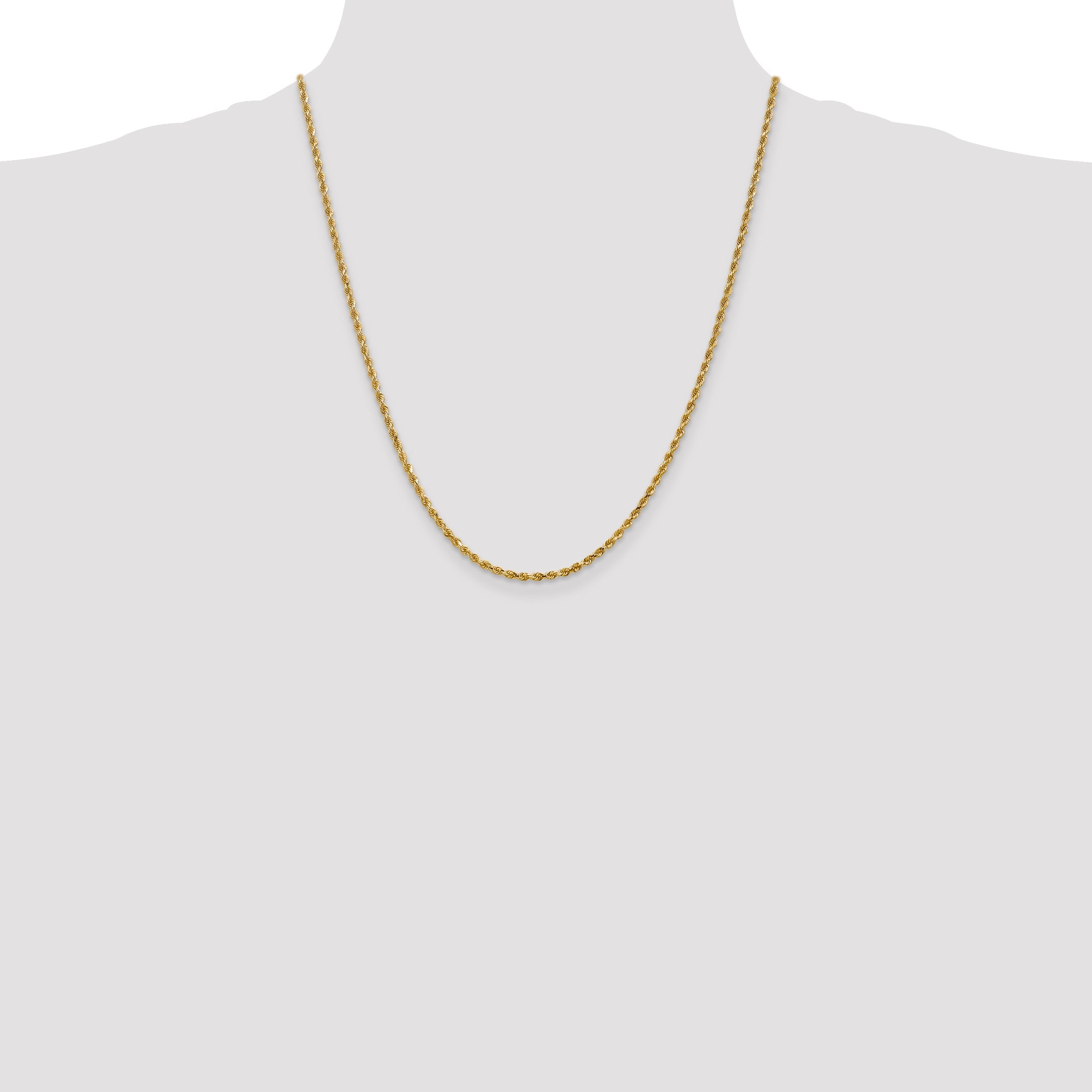 22 Inch 14K 2.5mm Diamond-Cut Rope Chain Necklace
