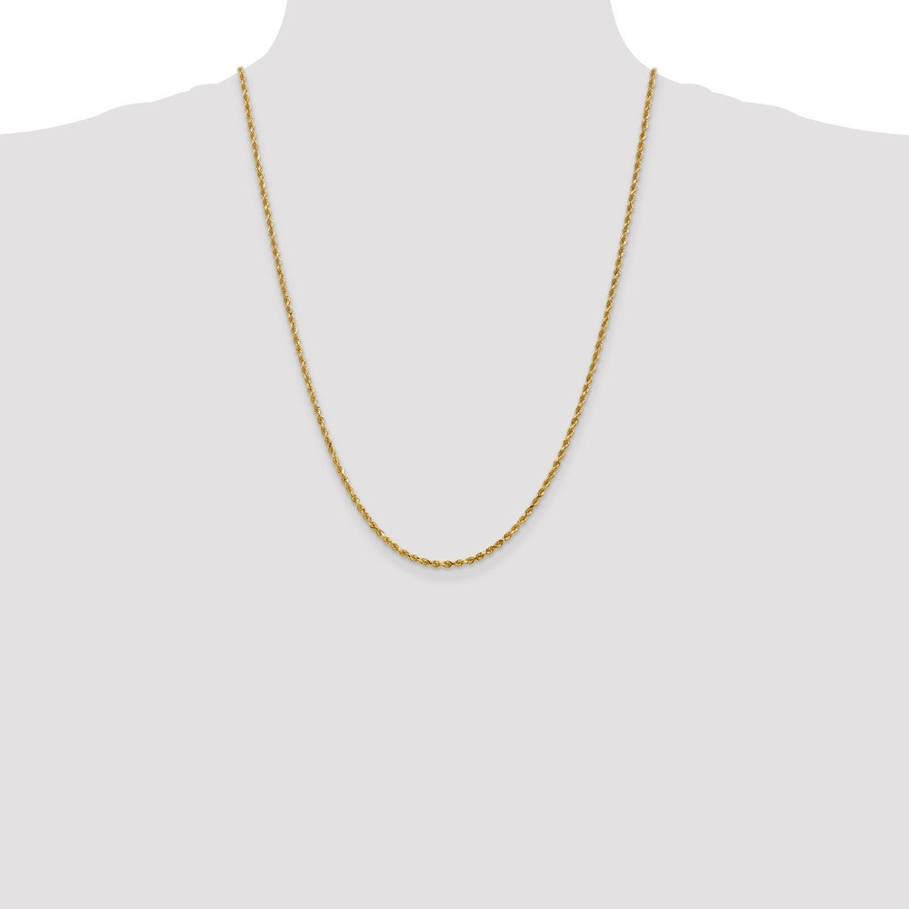 24 Inch 14K Yellow Gold 2.5mm Diamond Cut Rope Chain Necklace