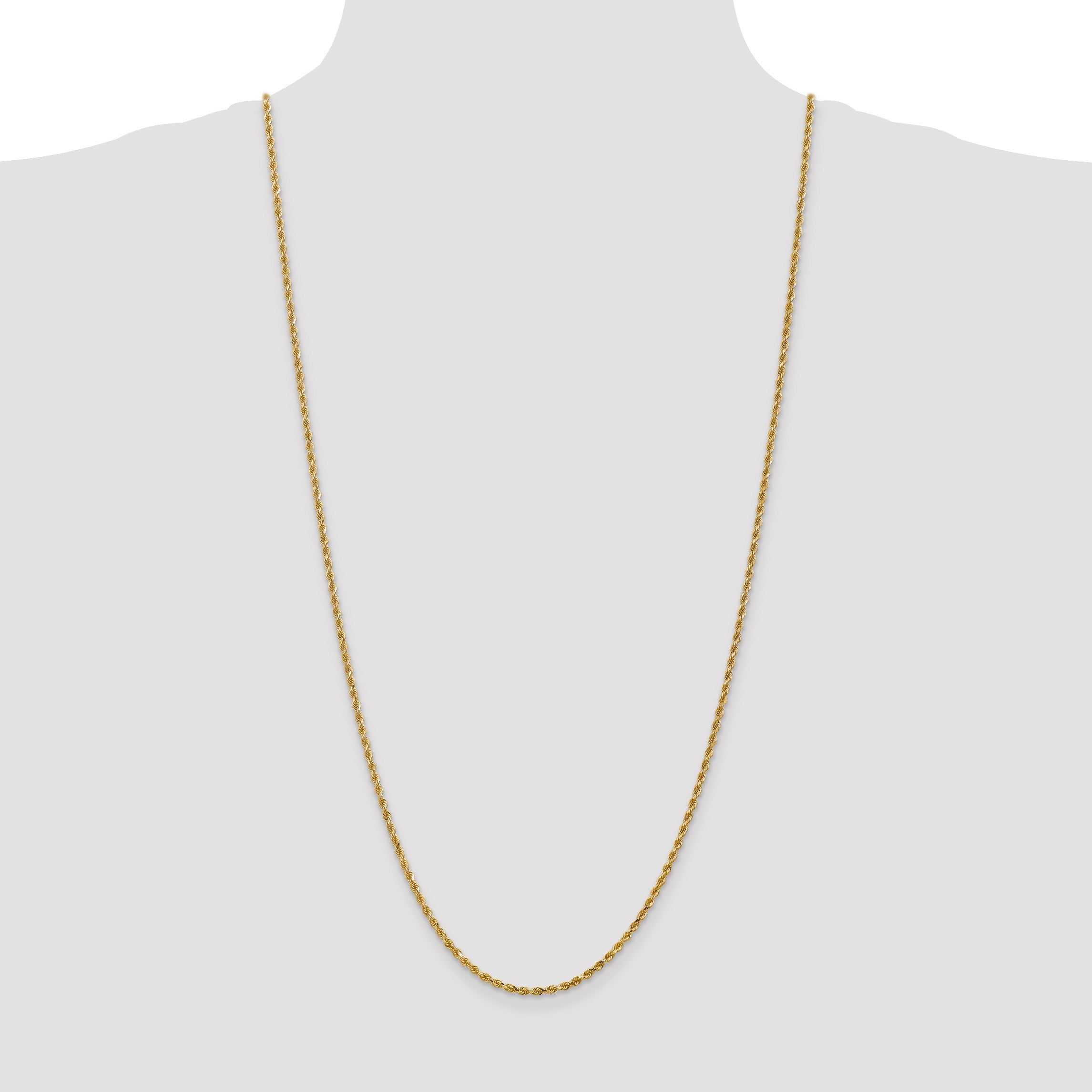 3 Inch 14K Yellow Gold 2.5mm Diamond Cut Rope Chain Necklace