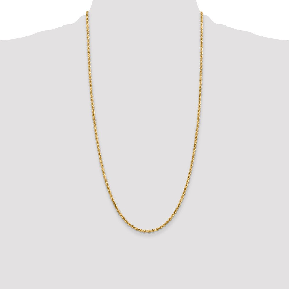 26 Inch 14K Yellow Gold 2.75mm Diamond Cut Rope Chain Necklace