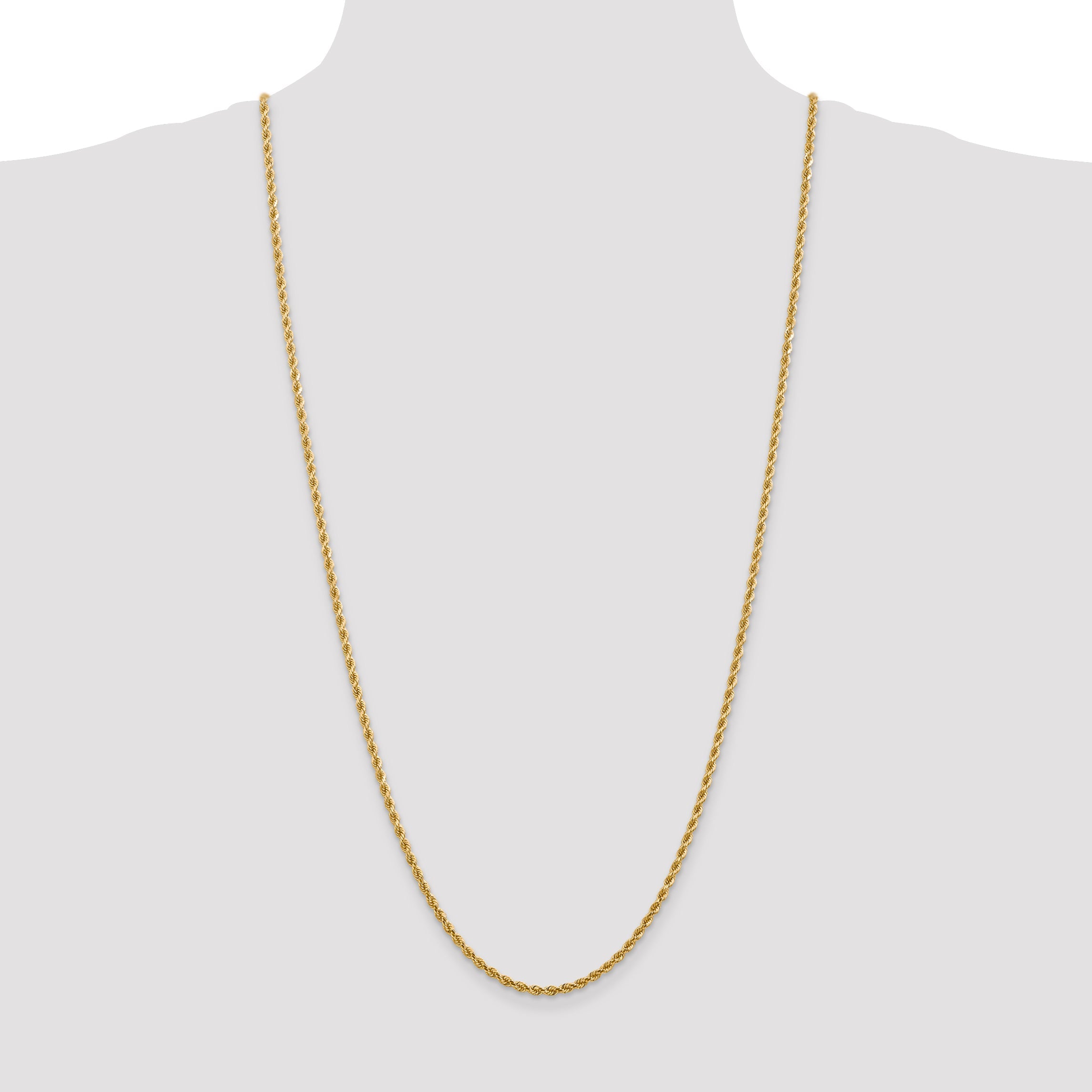 30 Inch 14K 2.75mm Diamond-Cut Rope Chain Necklace