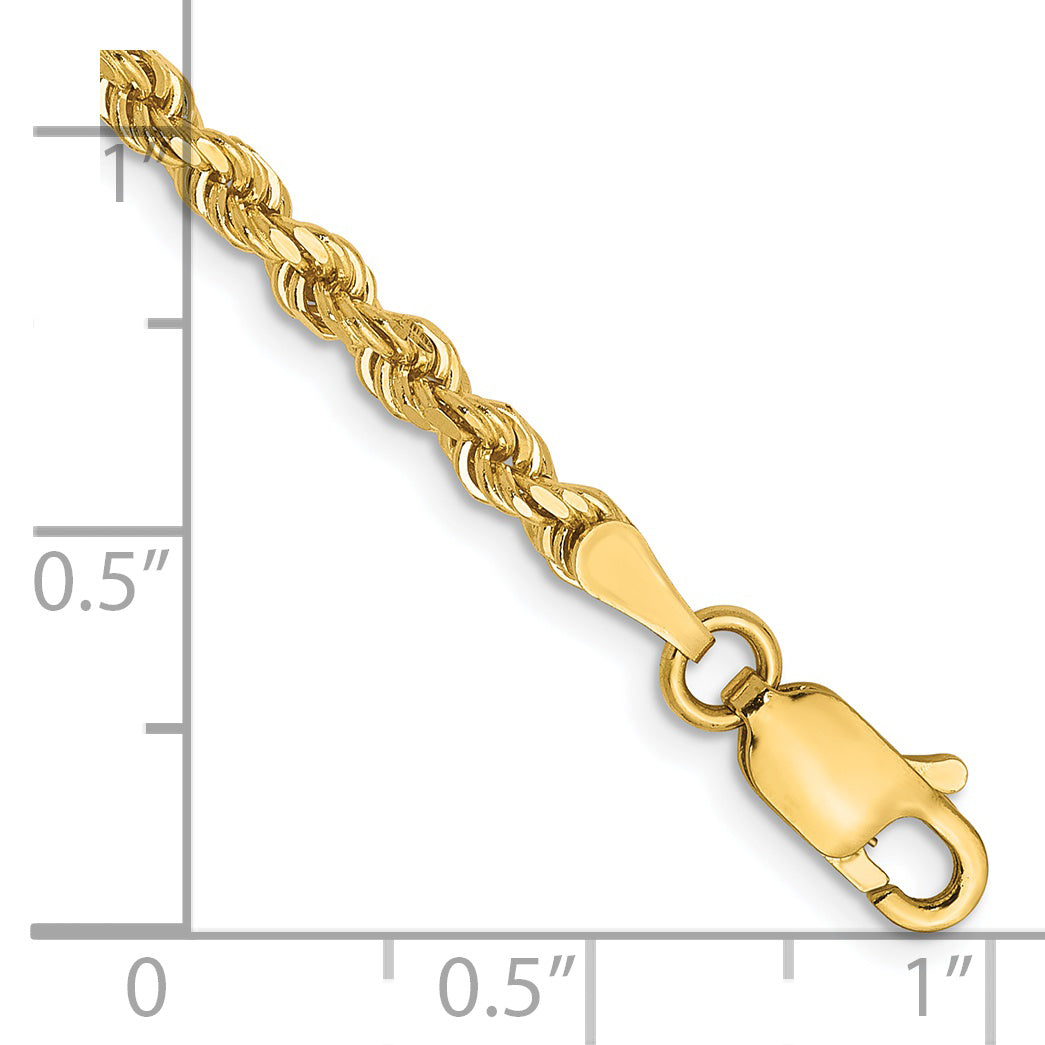 7 Inch 14k Yellow Gold 2.75mm Diamond-Cut Rope Chain Bracelet