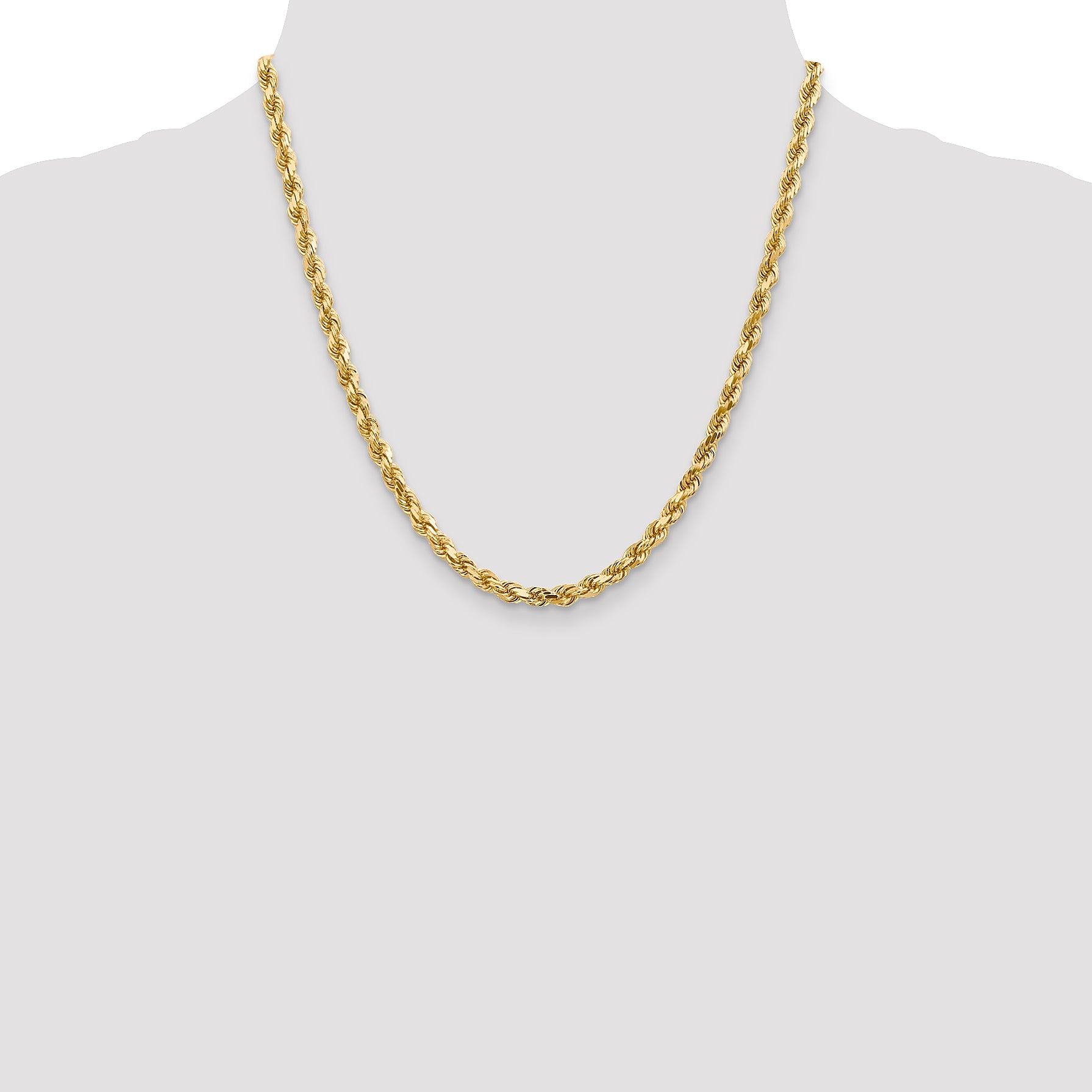 20 Inch 14K 4.5mm Diamond-Cut Rope Chain Necklace