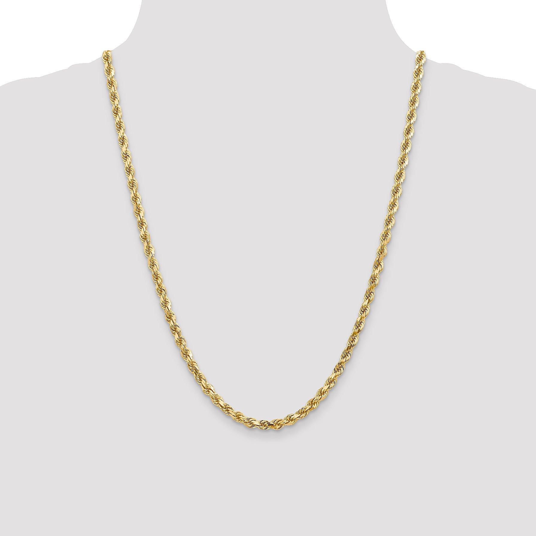 24 Inch 14K 4.5mm Diamond-Cut Rope Chain Necklace
