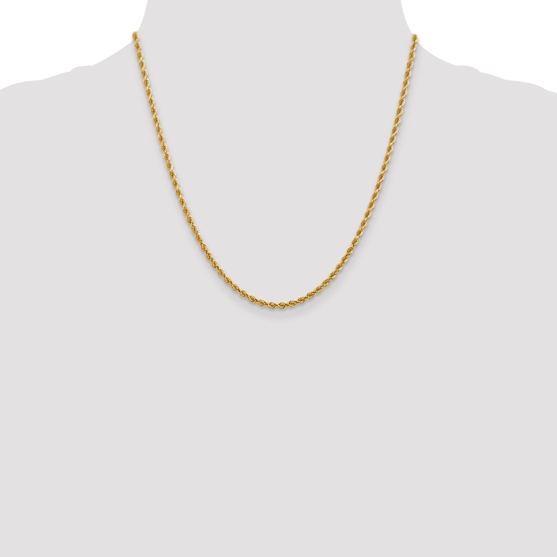20 Inch 14K 2.75mm Diamond-Cut Lightweight Rope Chain Necklace