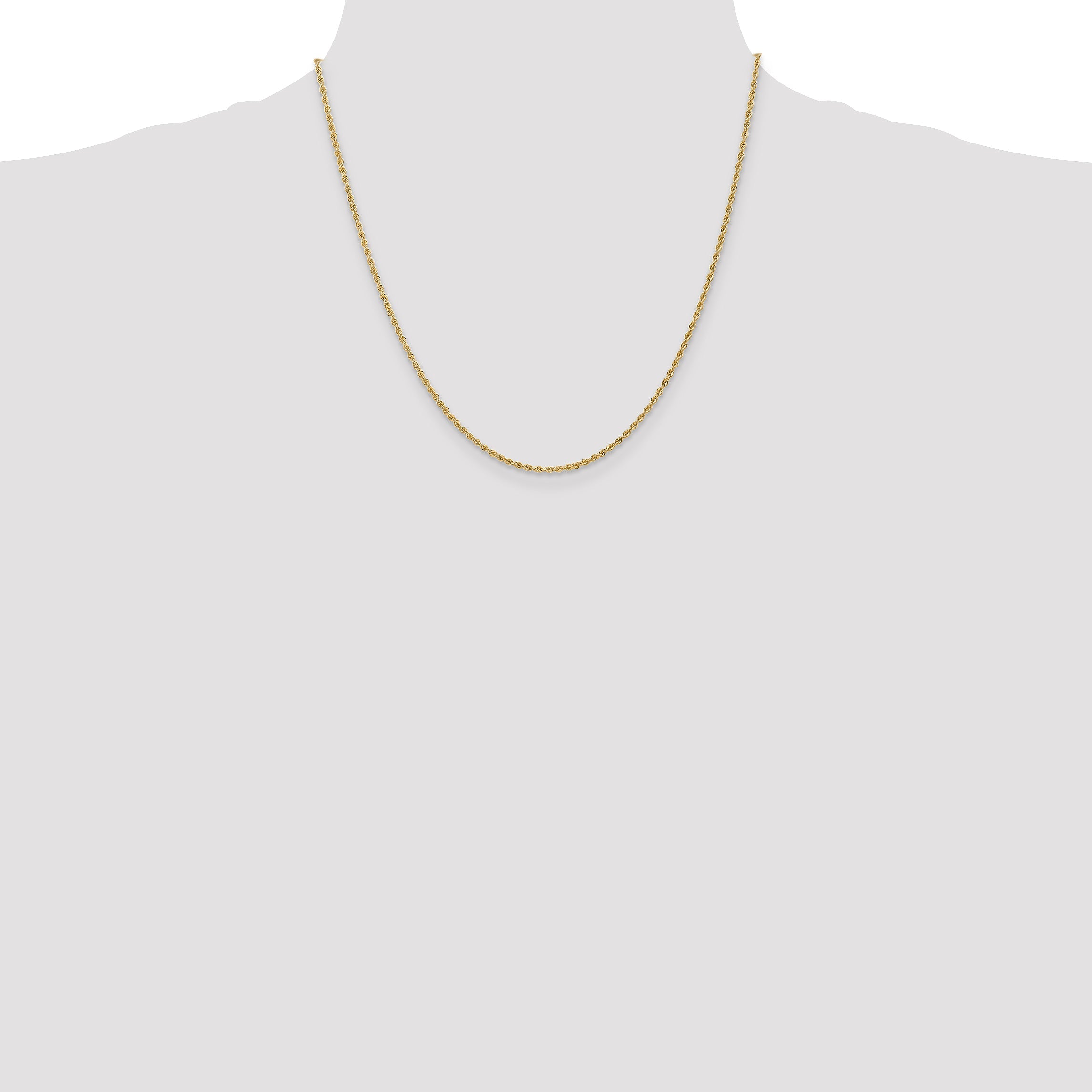 20 Inch 14K 1.6mm Solid Regular Rope Chain Necklace