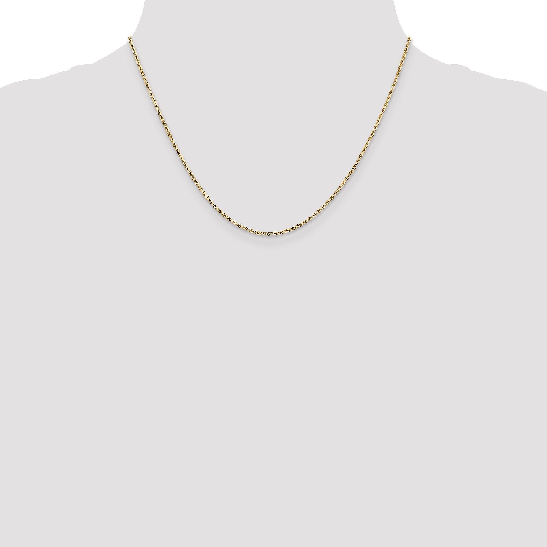 18 Inch 14K 1.3mm Diamond-Cut Rope Chain Necklace