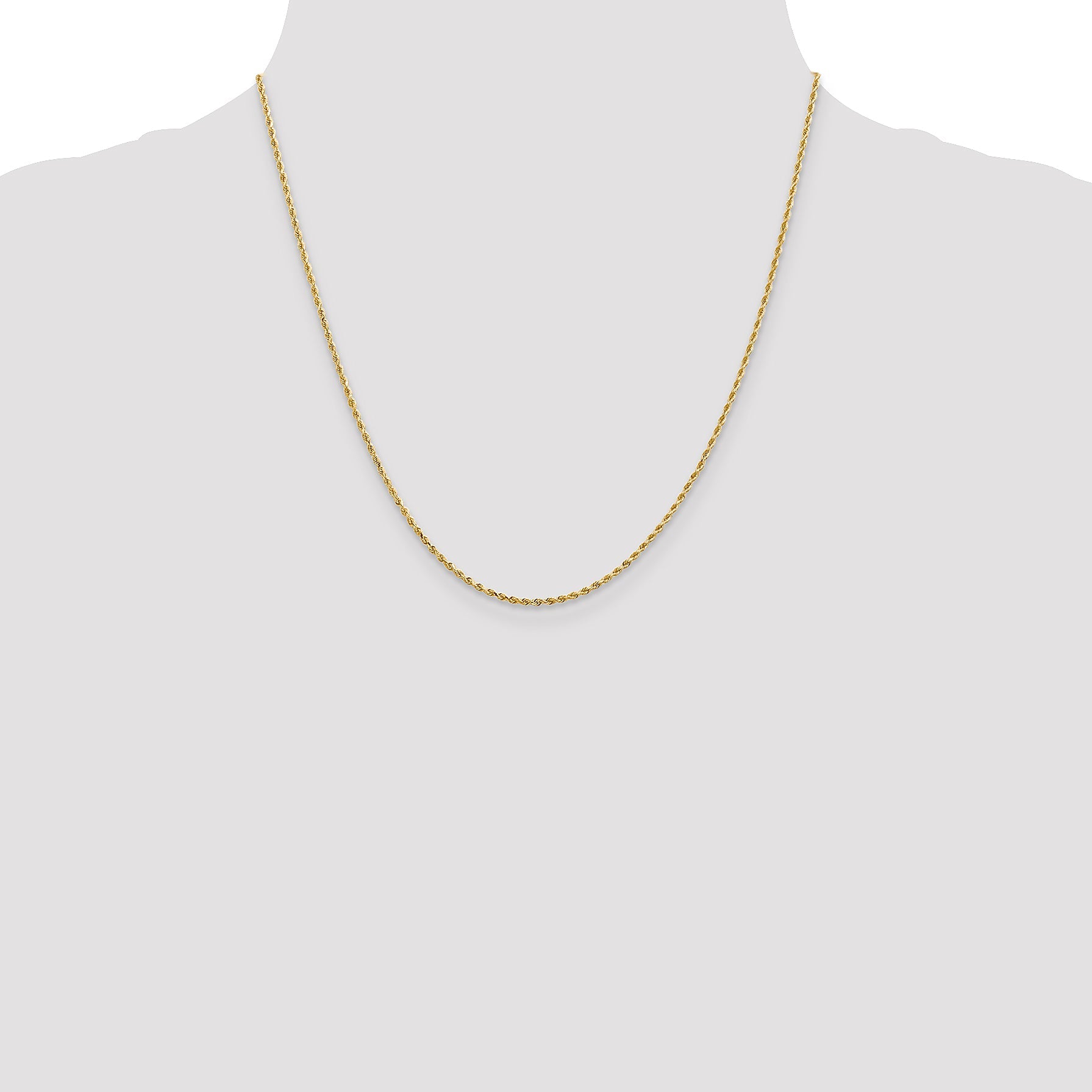 2 Inch 14K Yellow Gold 1.3mm Diamond Cut Rope Chain Necklace