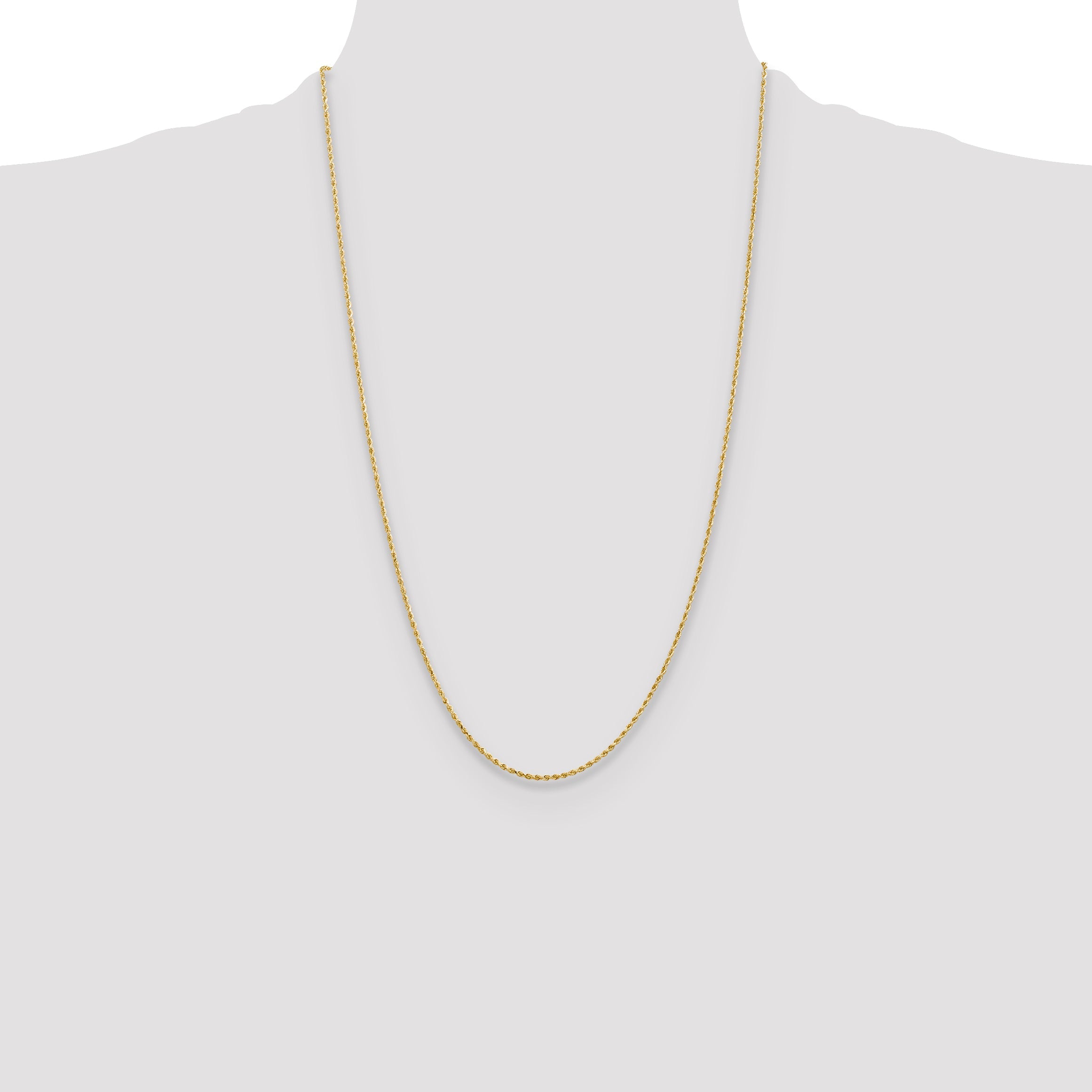 26 Inch 14K Yellow Gold 1.3mm Diamond Cut Rope Chain Necklace
