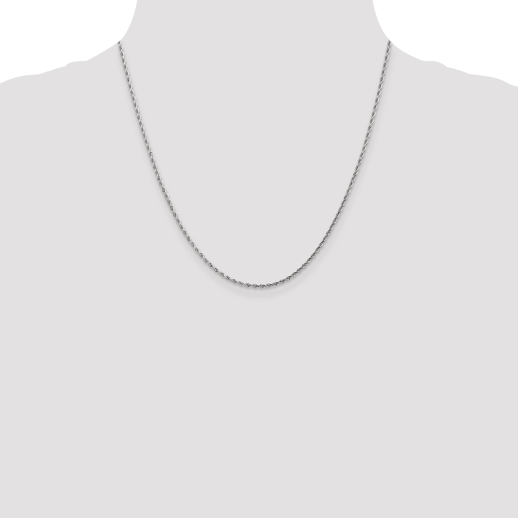 20 Inch 14K White Gold 1.75mm Diamond-Cut Rope Chain Necklace