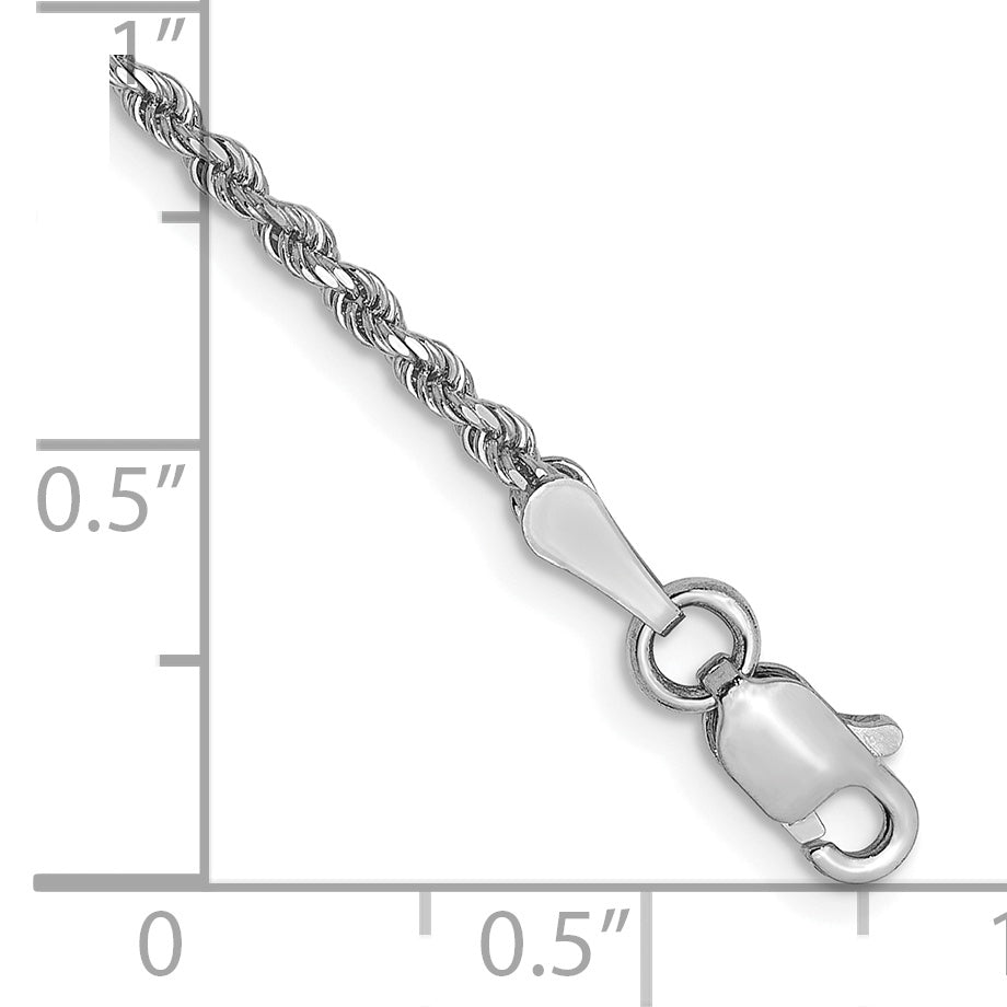 7 Inch 14K White Gold 1.75mm Diamond Cut Rope Chain Bracelet