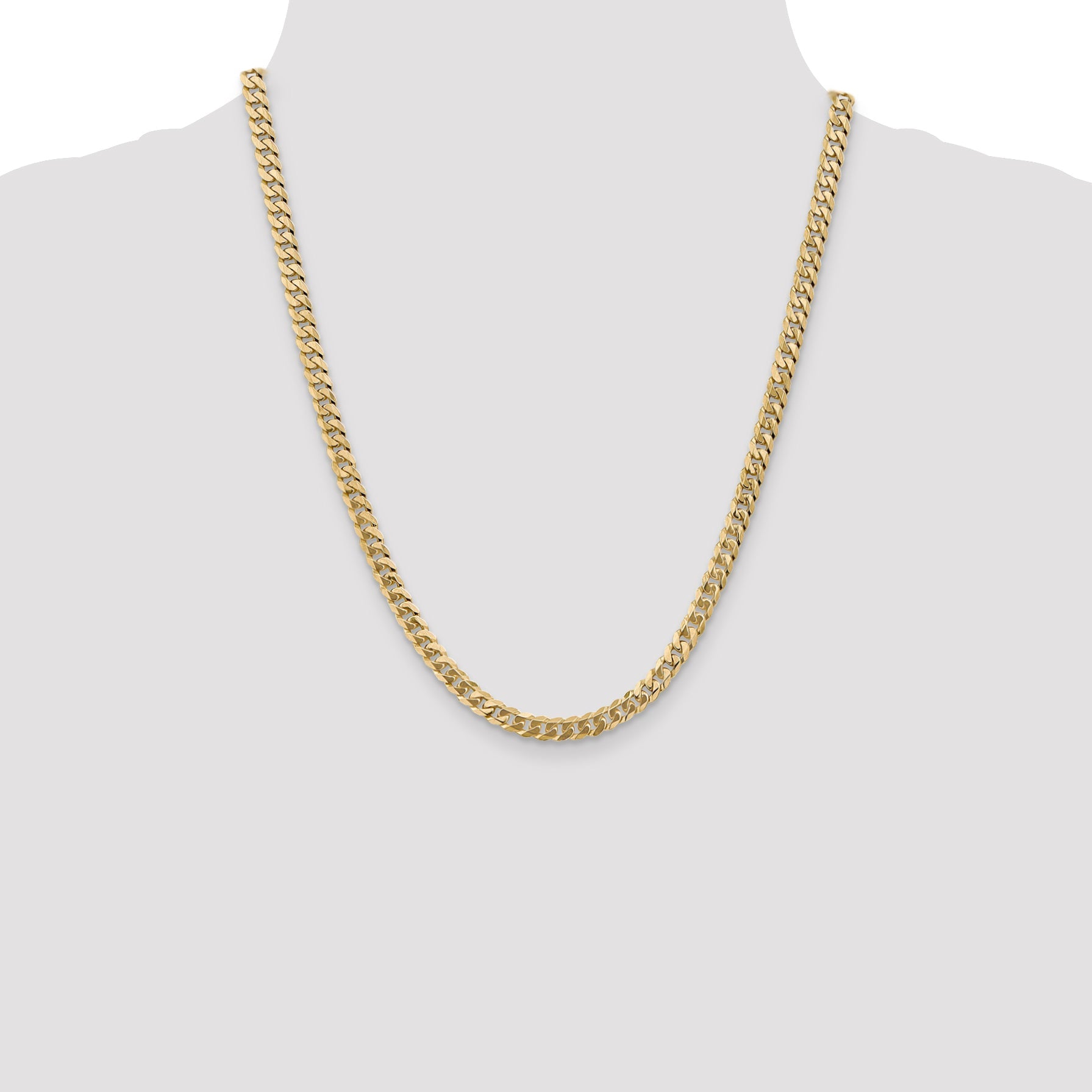 22 Inch 14K Yellow Gold 5.75mm Flat Beveled Curb Chain Necklace