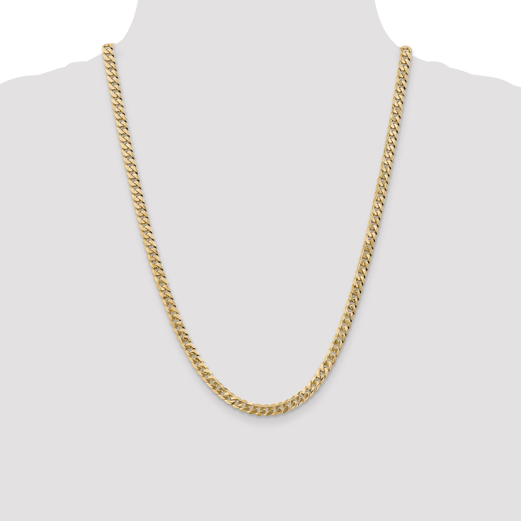 24 Inch 14K Yellow Gold 5.75mm Flat Beveled Curb Chain Necklace