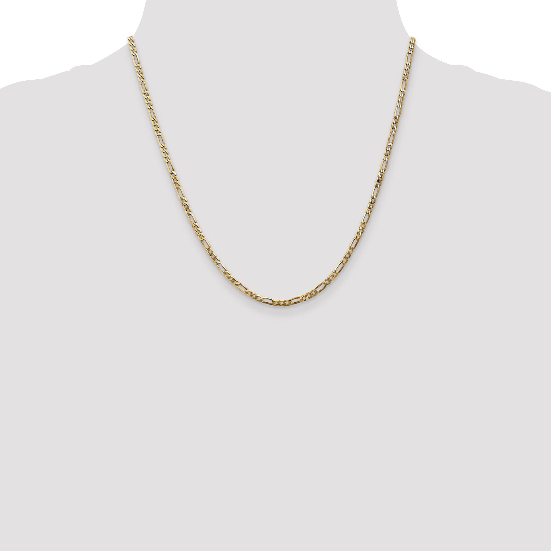 20 Inch 14K 2.75mm Flat Figaro Chain Necklace
