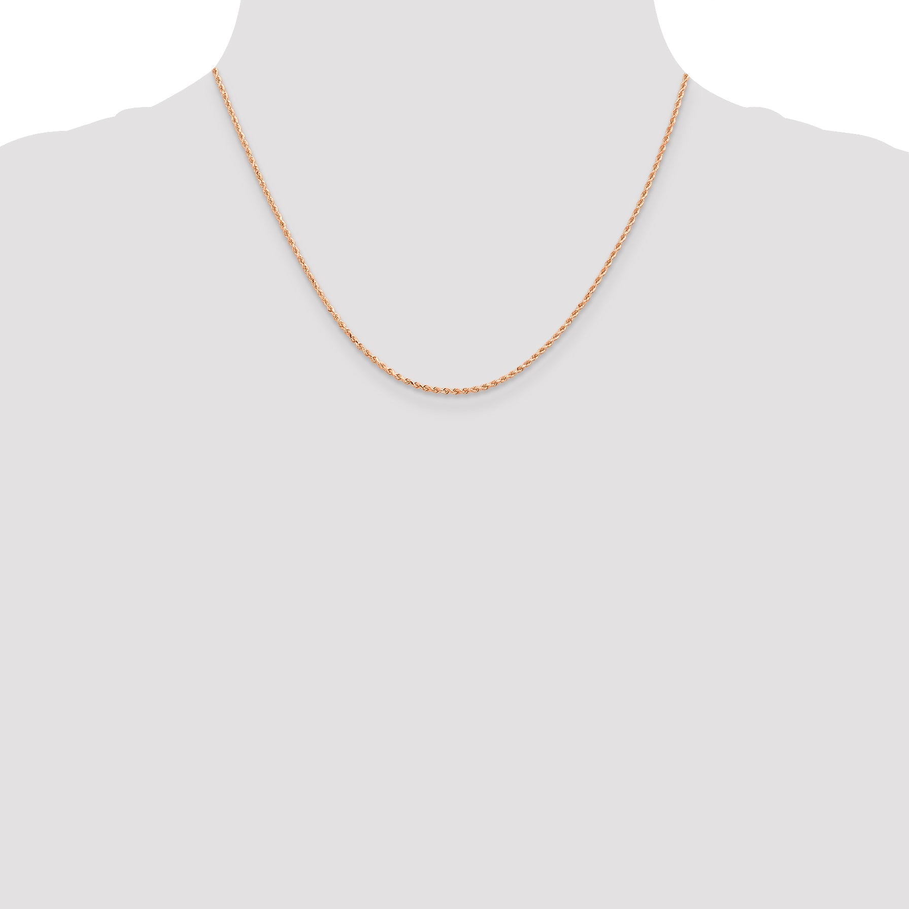 18 Inch 14K Rose Gold 1.5mm Diamond-Cut Rope Chain Necklace