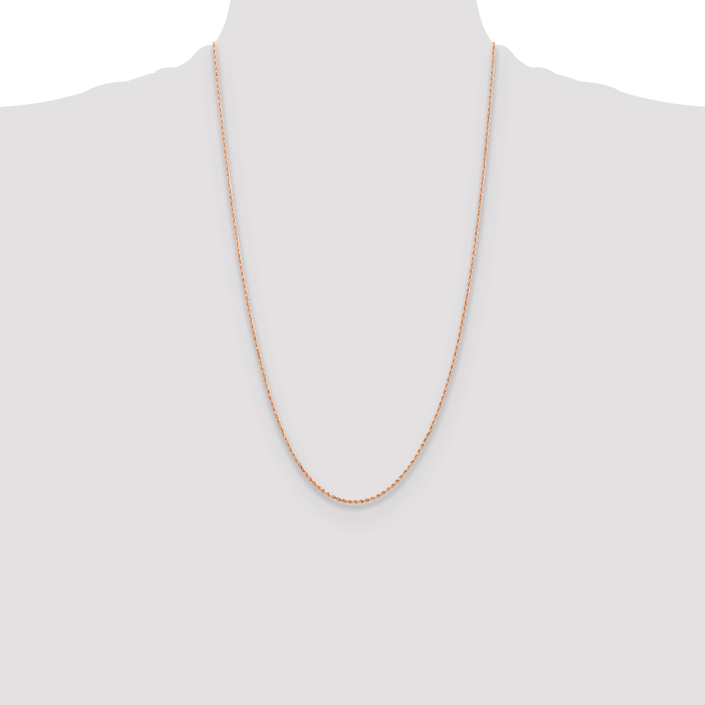 26 Inch 14K Rose Gold 1.5mm Diamond Cut Rope Chain Necklace
