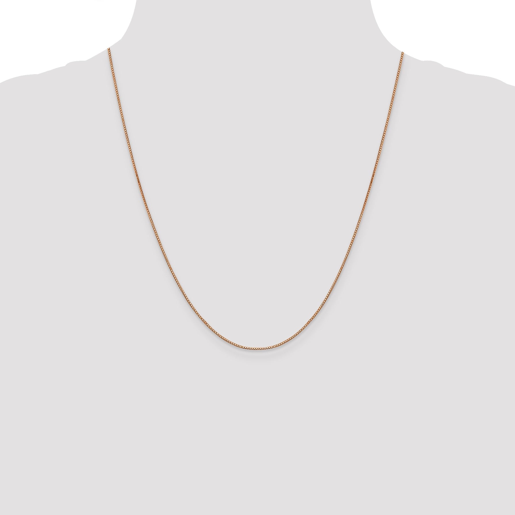 22 Inch 14K Rose Gold .8mm Box With Lobster Clasp Chain Necklace